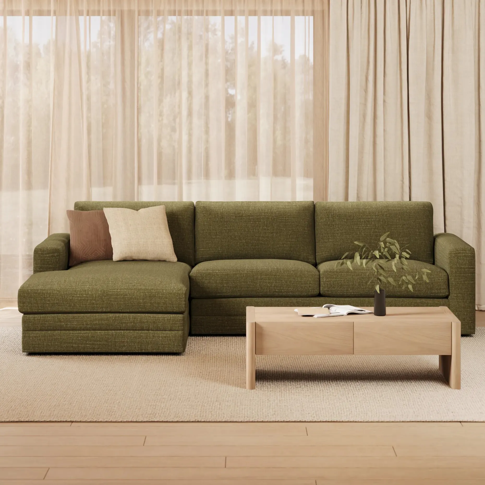 Riley 118.5" Left Sectional - Napa Moss