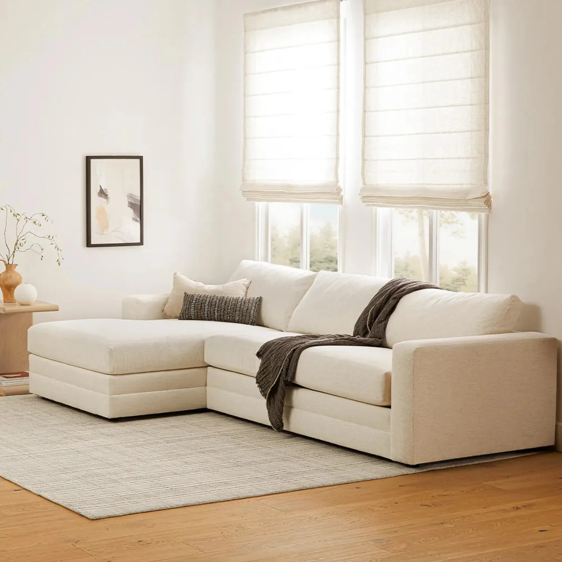 Riley 118.5" Left Sectional - Napa White