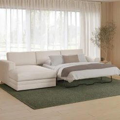 Riley 118" Left Storage Sleeper Sectional - Napa White