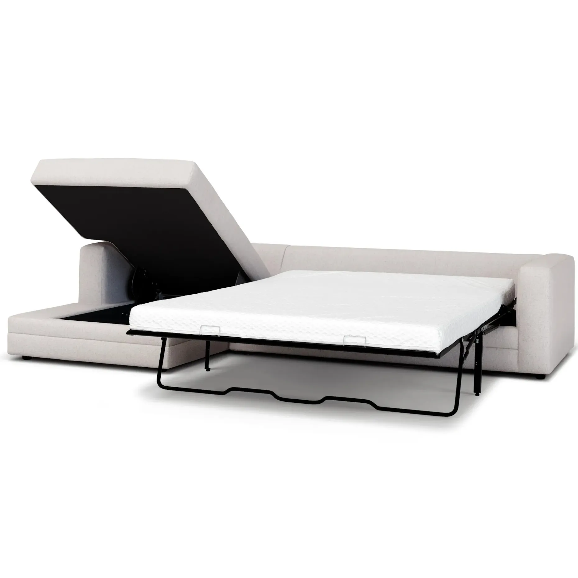 Riley 118" Left Storage Sleeper Sectional - Napa White