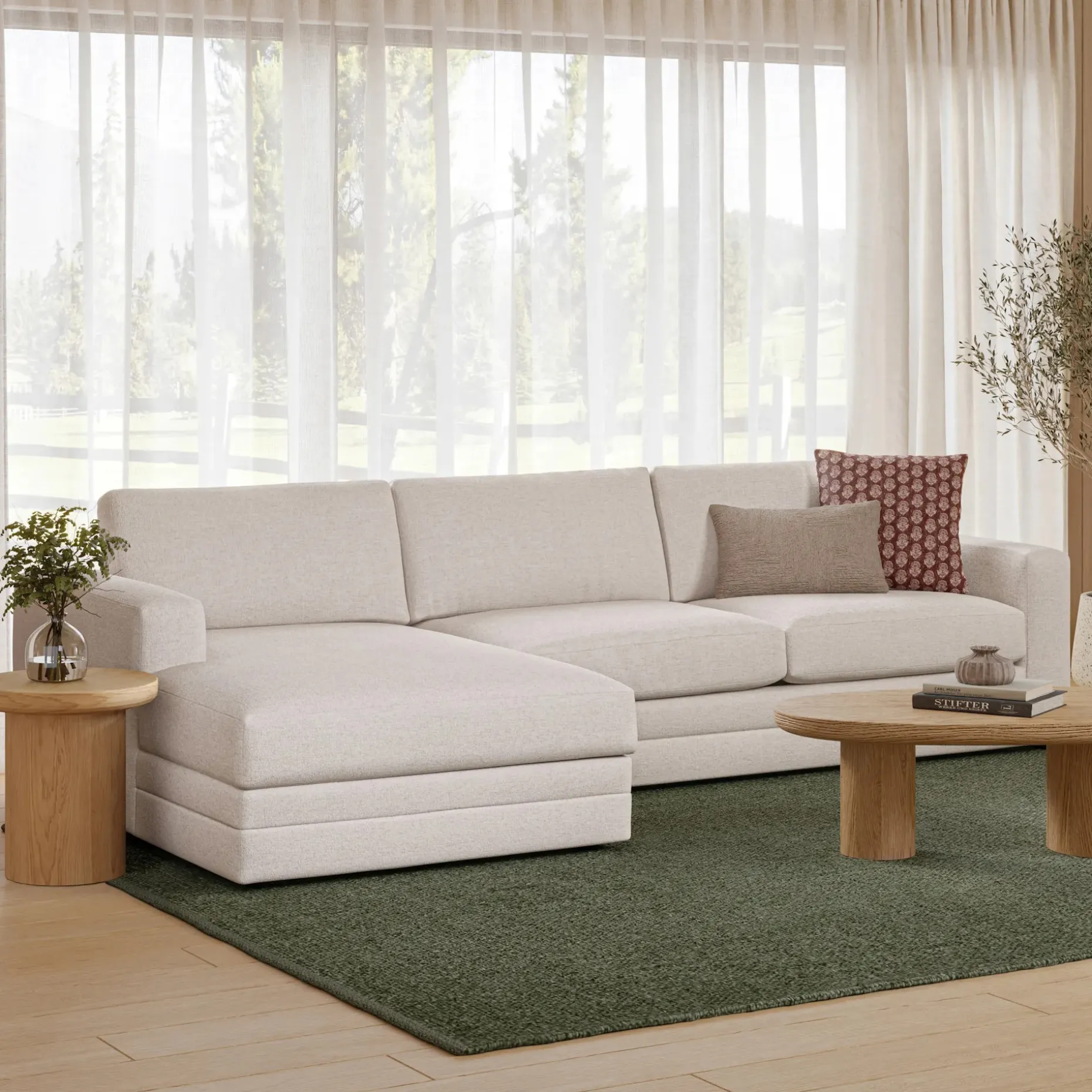 Riley 118" Left Storage Sleeper Sectional - Napa White