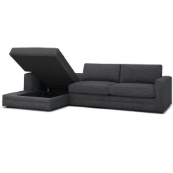 Riley 118" Left Storage Sleeper Sectional - Napa Charcoal