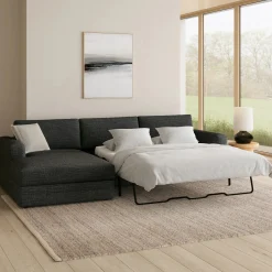 Riley 118" Left Storage Sleeper Sectional - Napa Charcoal