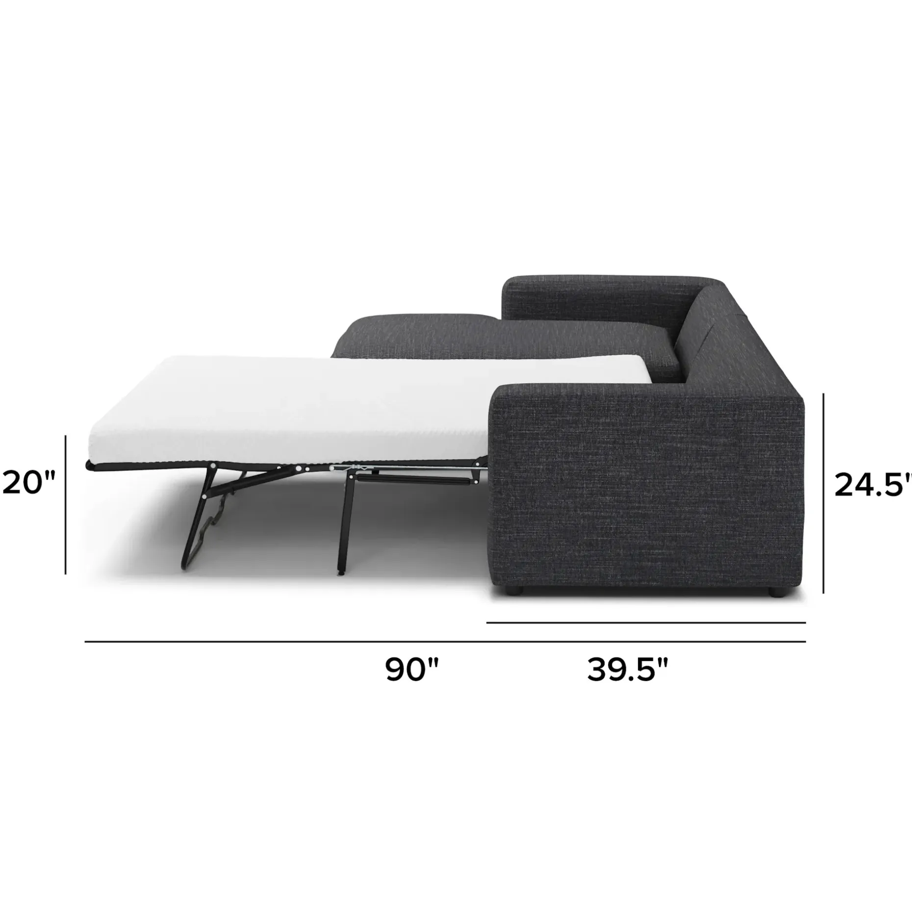 Riley 118" Left Storage Sleeper Sectional - Napa Charcoal