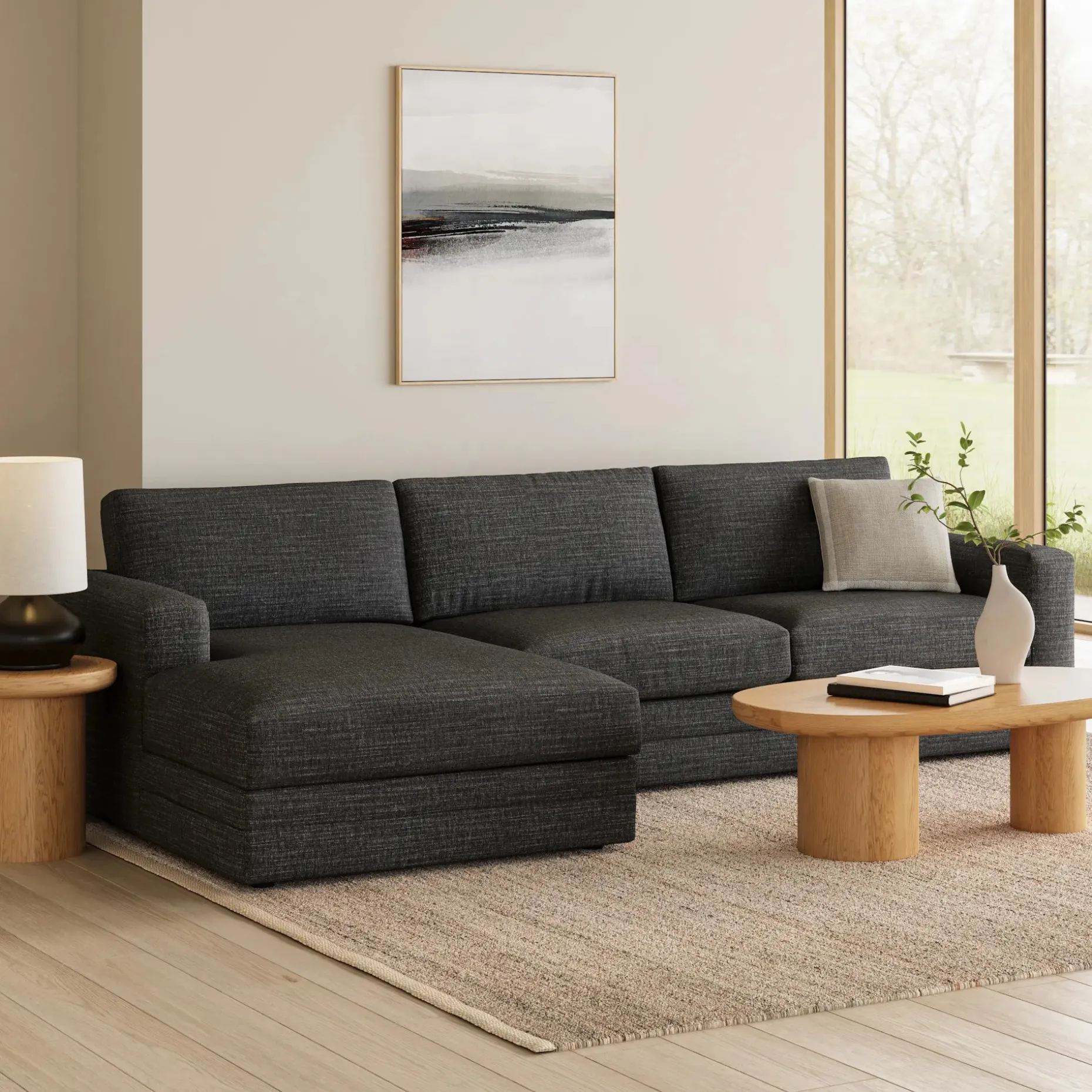 Riley 118" Left Storage Sleeper Sectional - Napa Charcoal