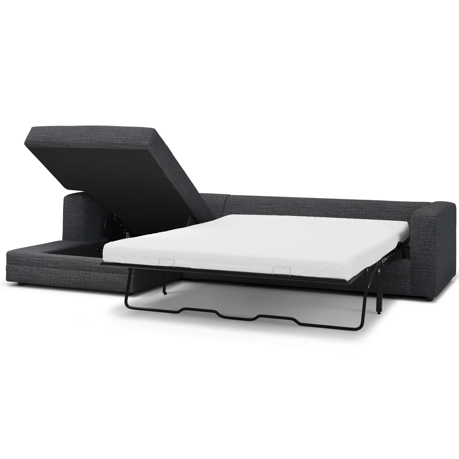 Riley 118" Left Storage Sleeper Sectional - Napa Charcoal