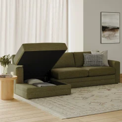 Riley 118" Left Storage Sleeper Sectional - Napa Moss