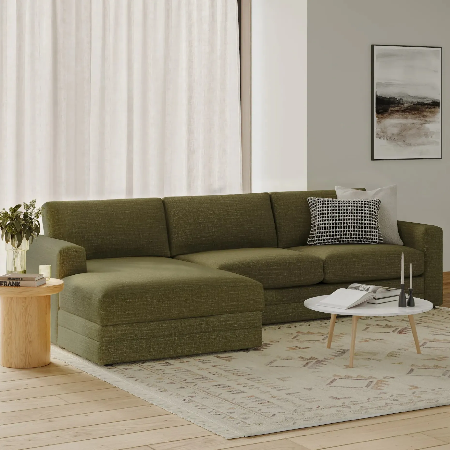 Riley 118" Left Storage Sleeper Sectional - Napa Moss