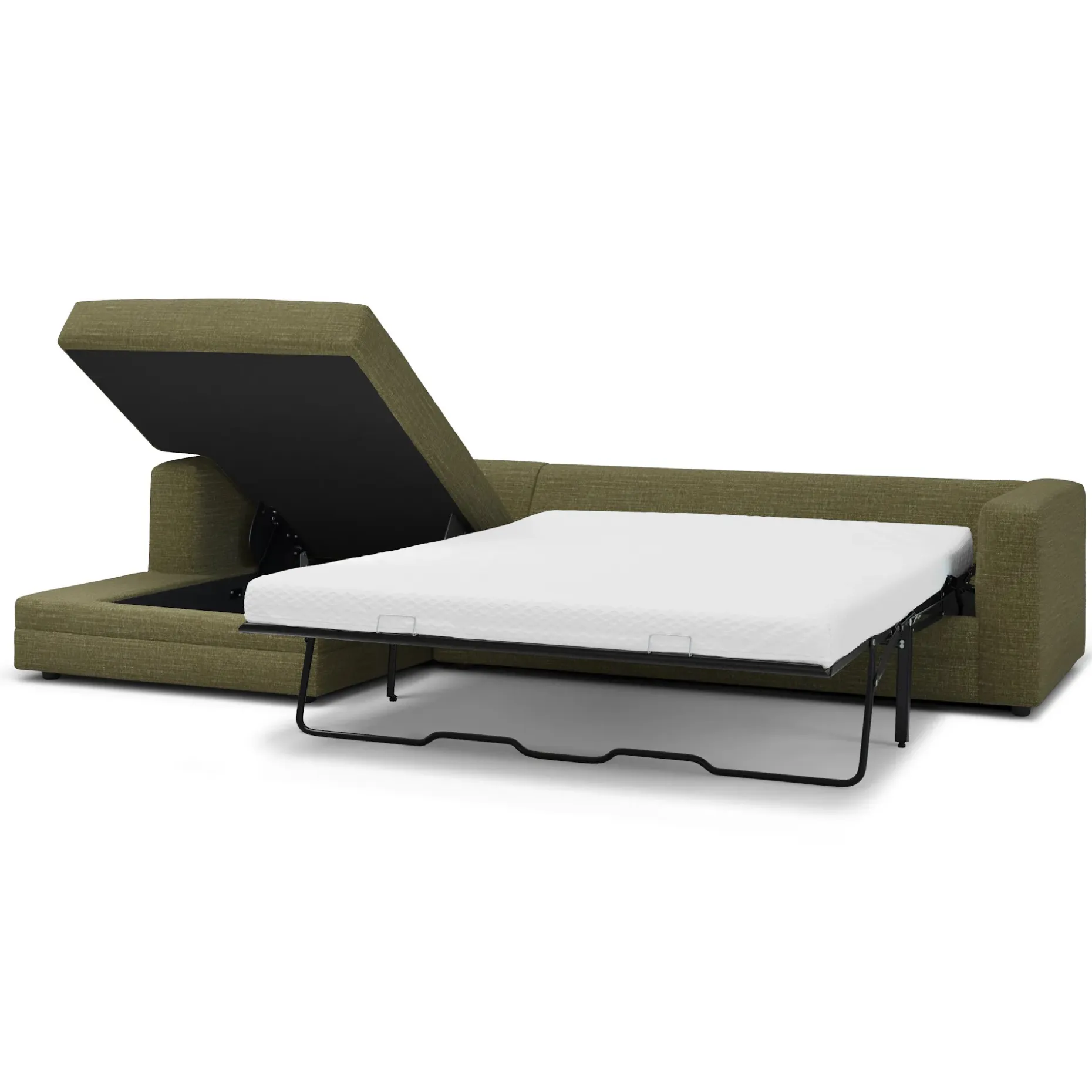 Riley 118" Left Storage Sleeper Sectional - Napa Moss