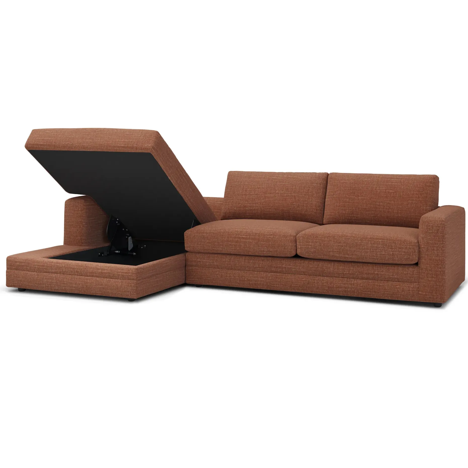 Riley 118" Left Storage Sleeper Sectional - Napa Rust