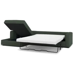 Riley 118" Left Storage Sleeper Sectional - Green Wool Bouclé