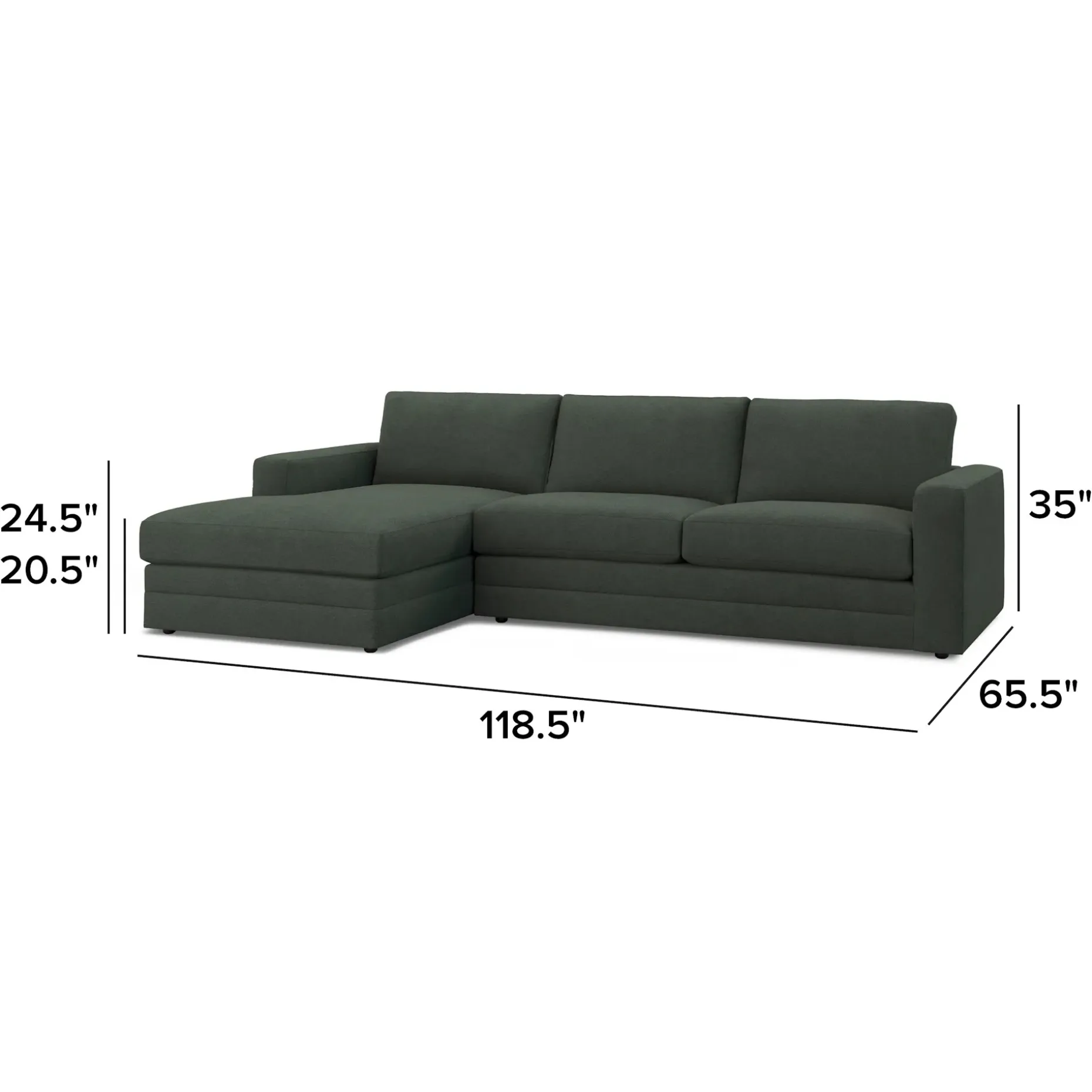 Riley 118" Left Storage Sleeper Sectional - Green Wool Bouclé
