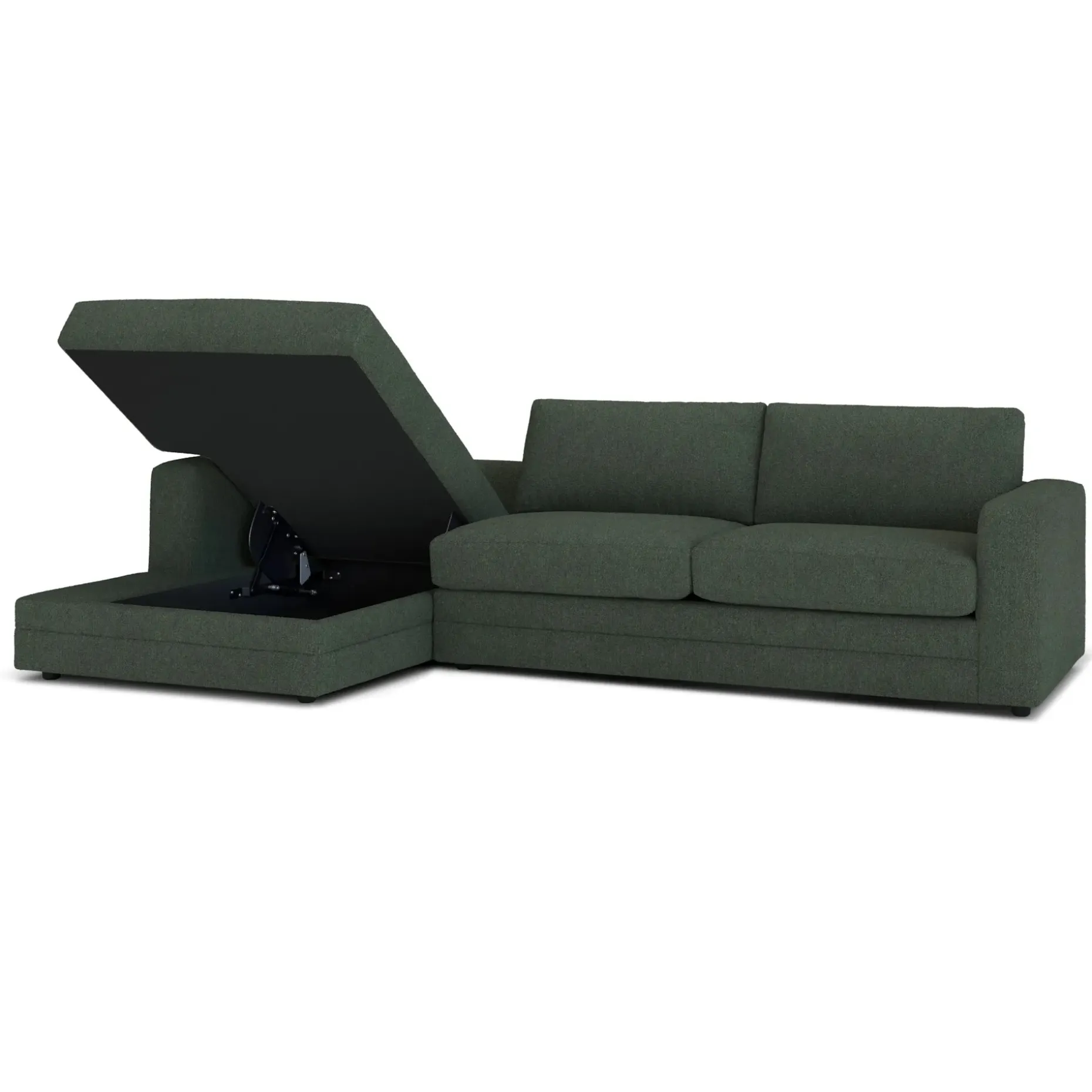 Riley 118" Left Storage Sleeper Sectional - Green Wool Bouclé