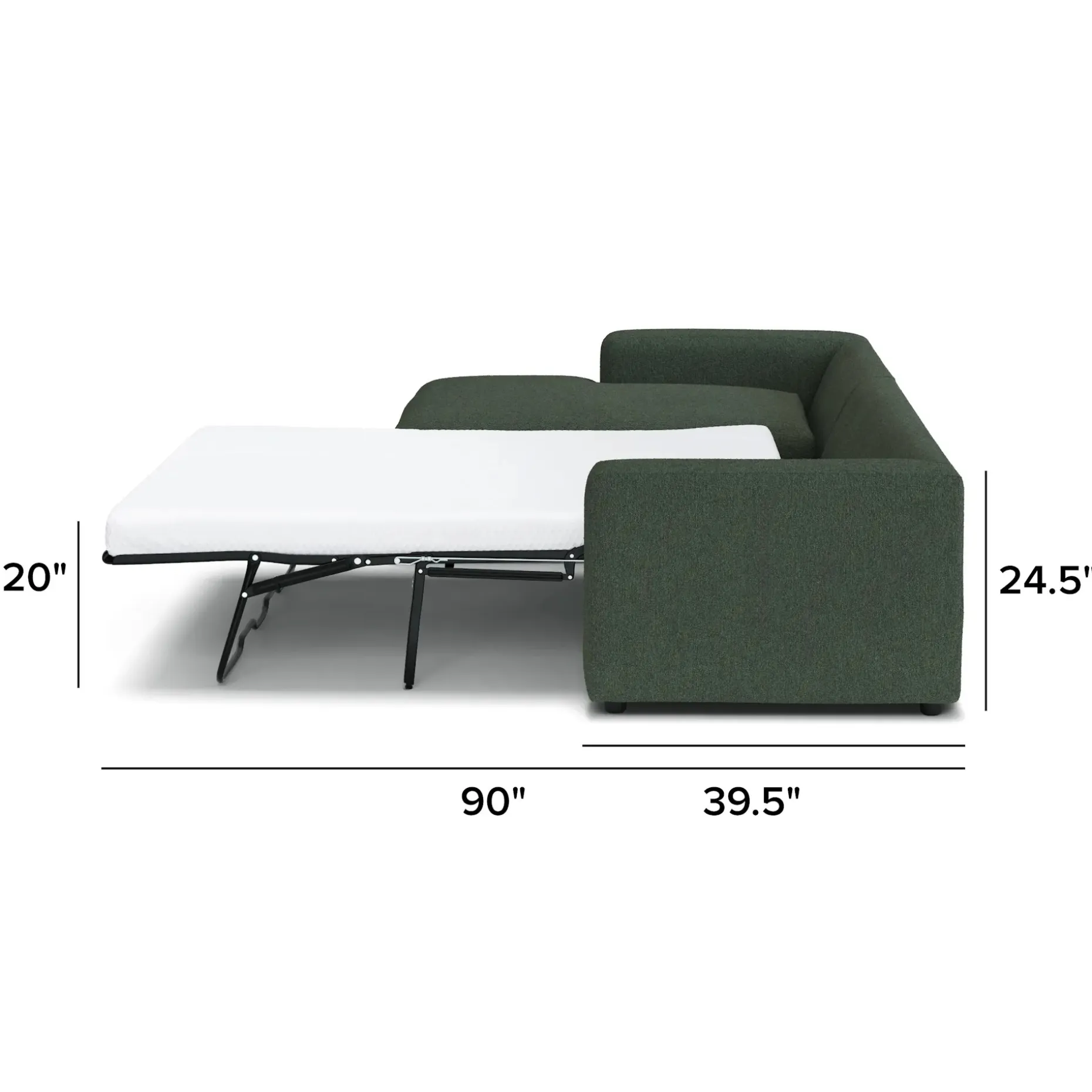 Riley 118" Left Storage Sleeper Sectional - Green Wool Bouclé