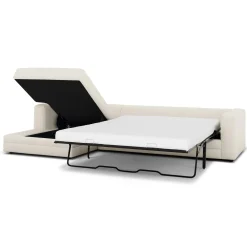 Riley 118" Left Storage Sleeper Sectional - Ivory Wool Bouclé