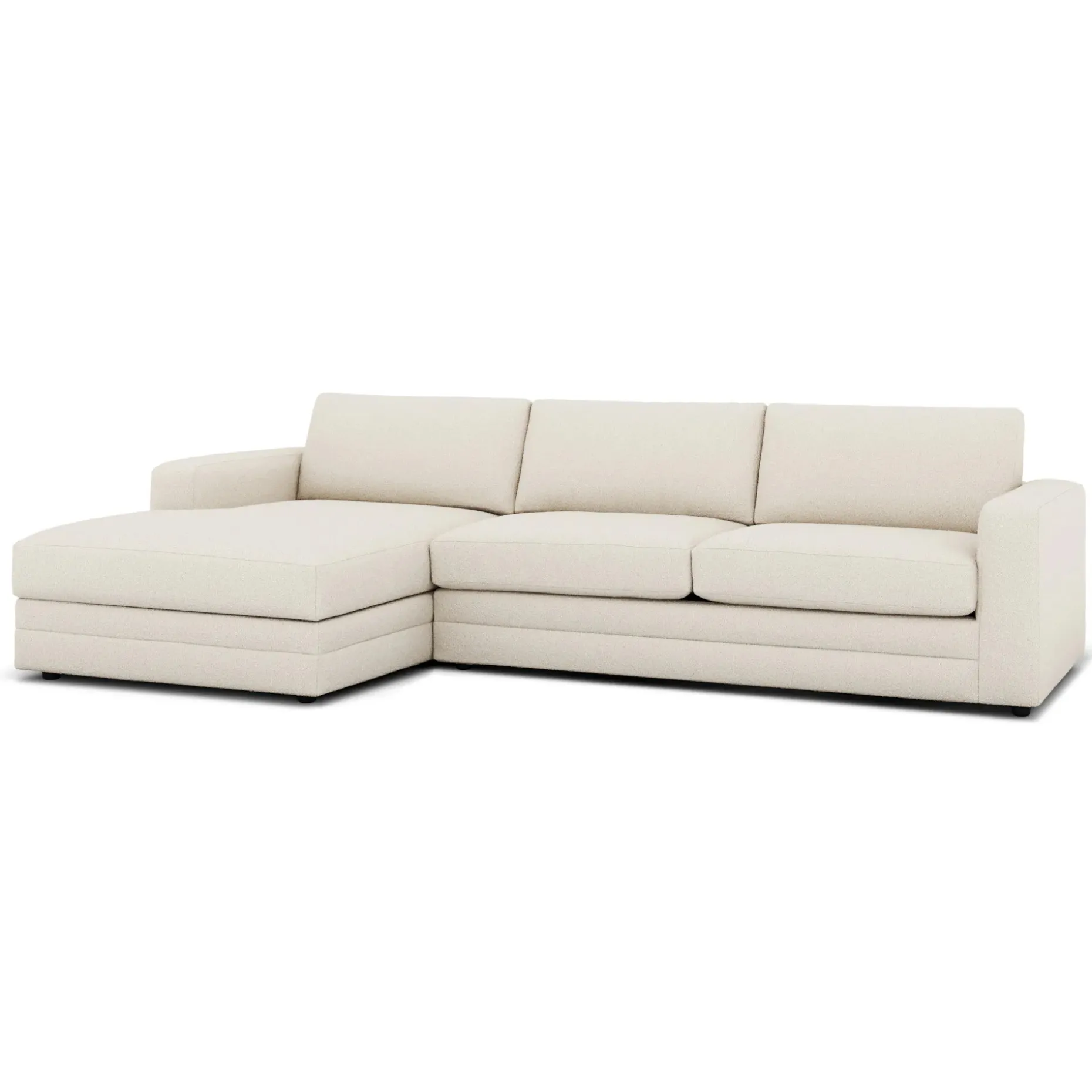 Riley 118" Left Storage Sleeper Sectional - Ivory Wool Bouclé