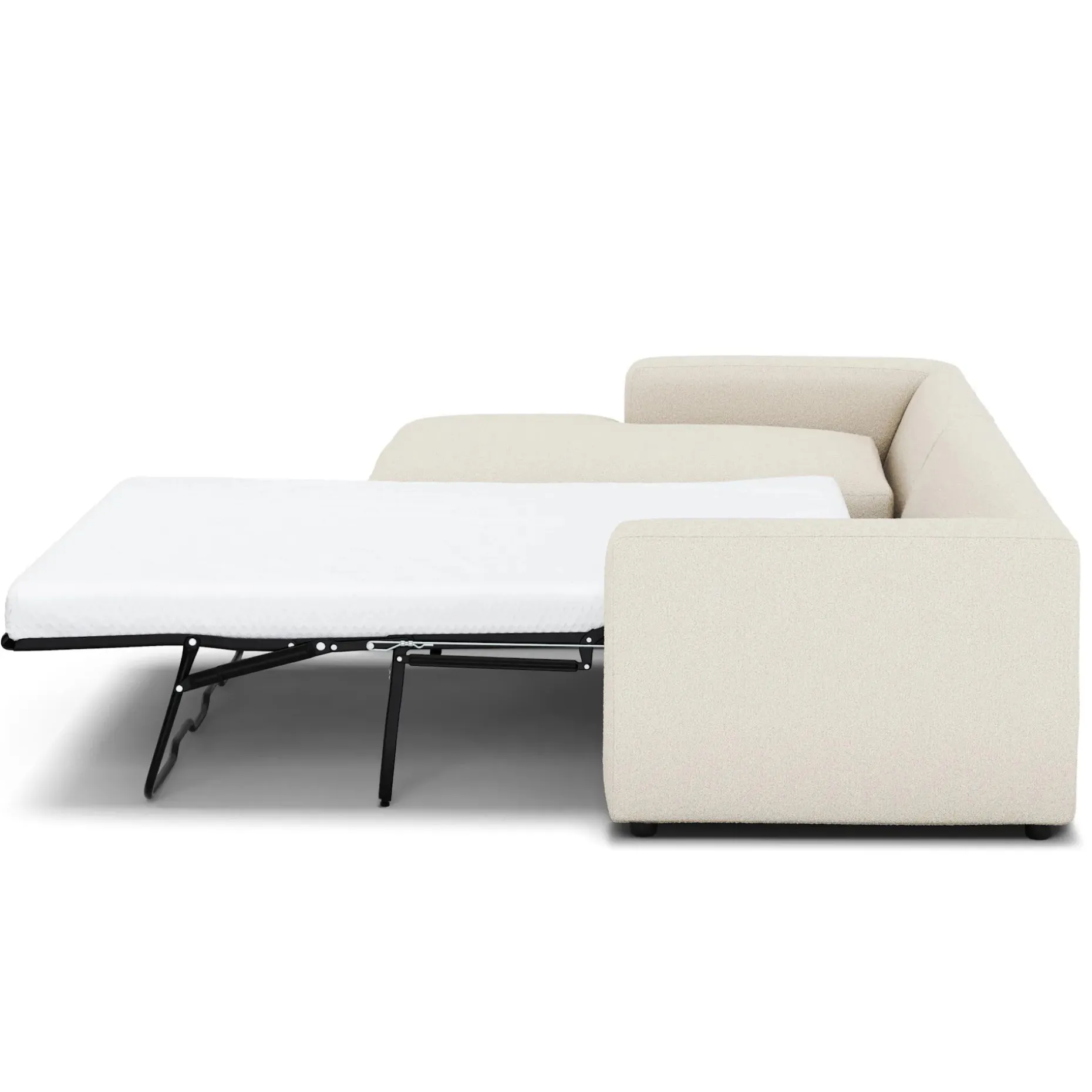 Riley 118" Left Storage Sleeper Sectional - Ivory Wool Bouclé