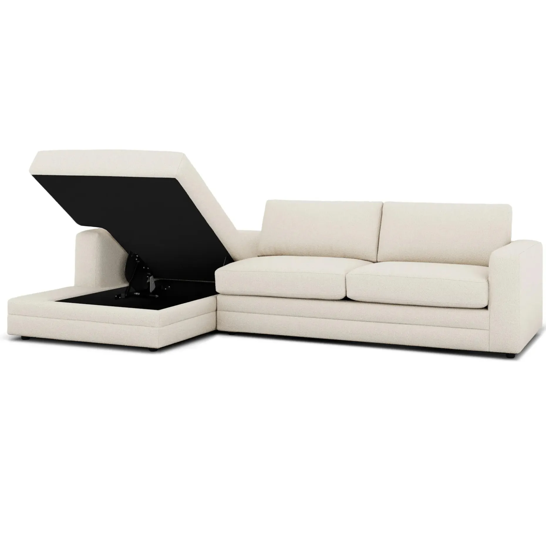 Riley 118" Left Storage Sleeper Sectional - Ivory Wool Bouclé