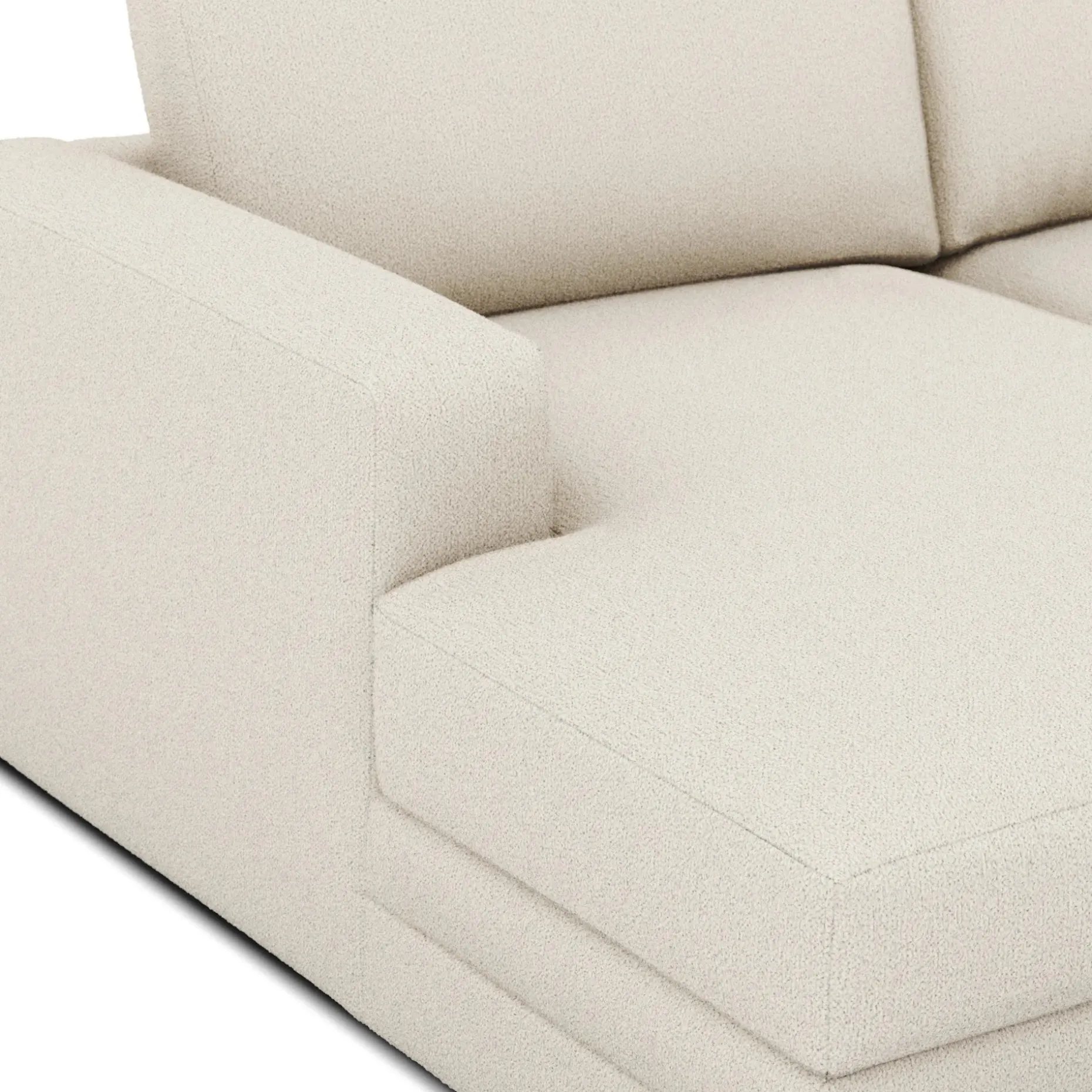 Riley 118" Left Storage Sleeper Sectional - Ivory Wool Bouclé