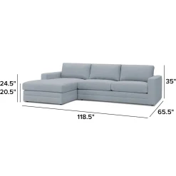 Riley 118" Left Storage Sleeper Sectional - Silver Light Blue