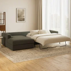 Riley 118" Left Storage Sleeper Sectional - Silver Moss