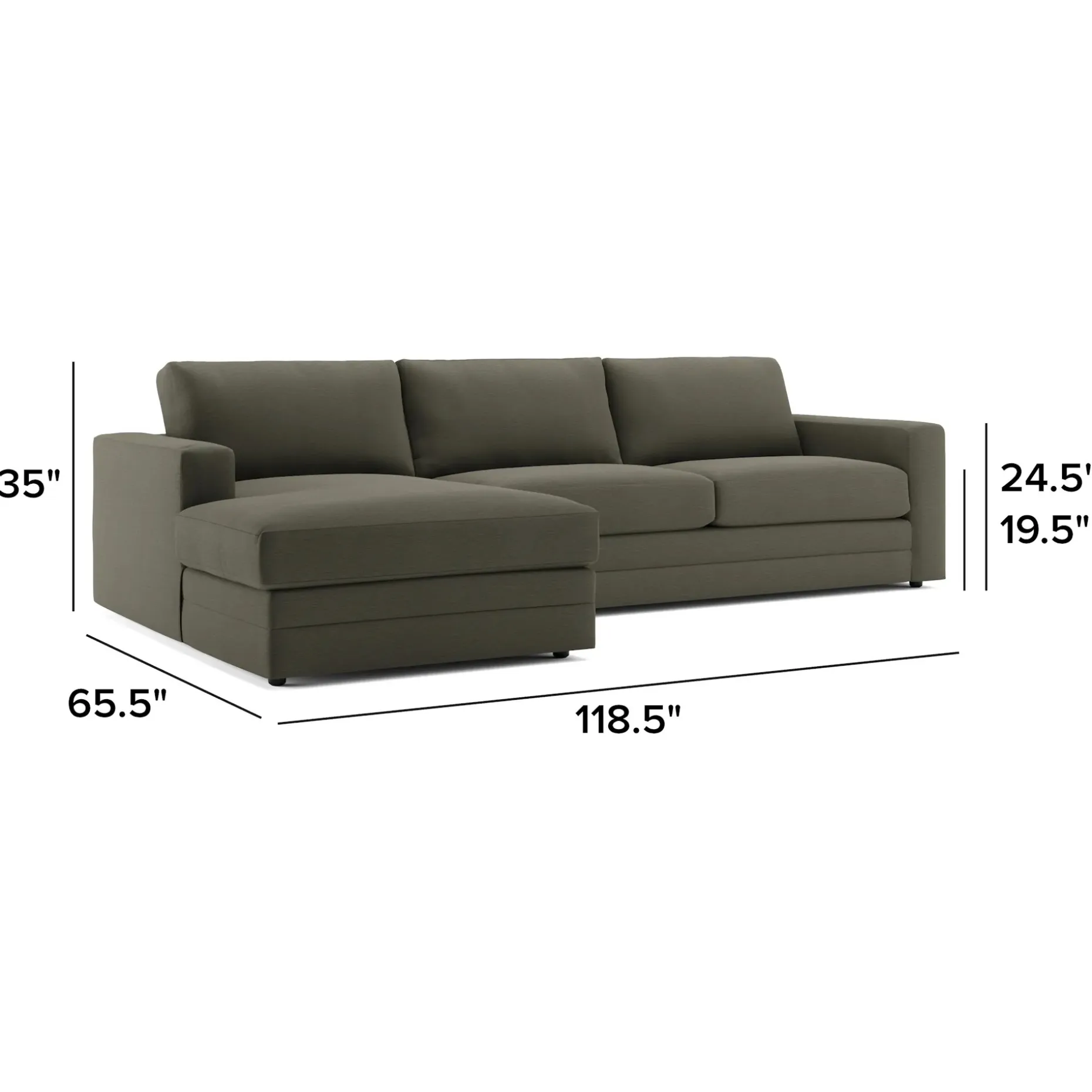 Riley 118" Left Storage Sleeper Sectional - Silver Moss