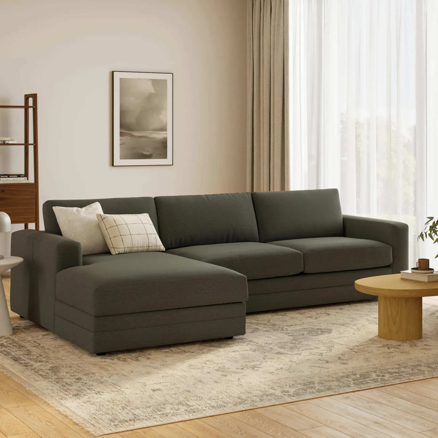 Riley 118" Left Storage Sleeper Sectional - Silver Moss