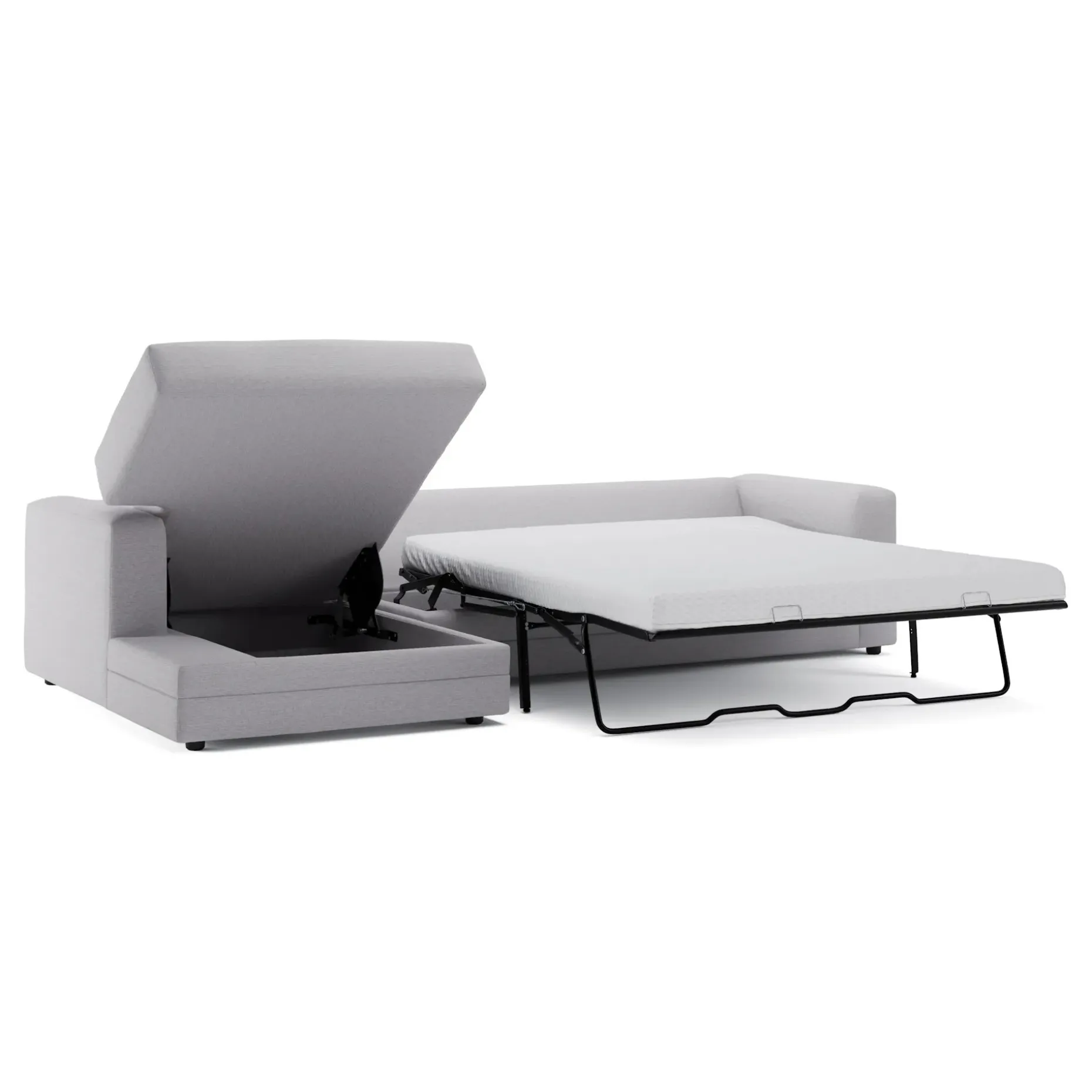Riley 118" Left Storage Sleeper Sectional - Silver Ivory