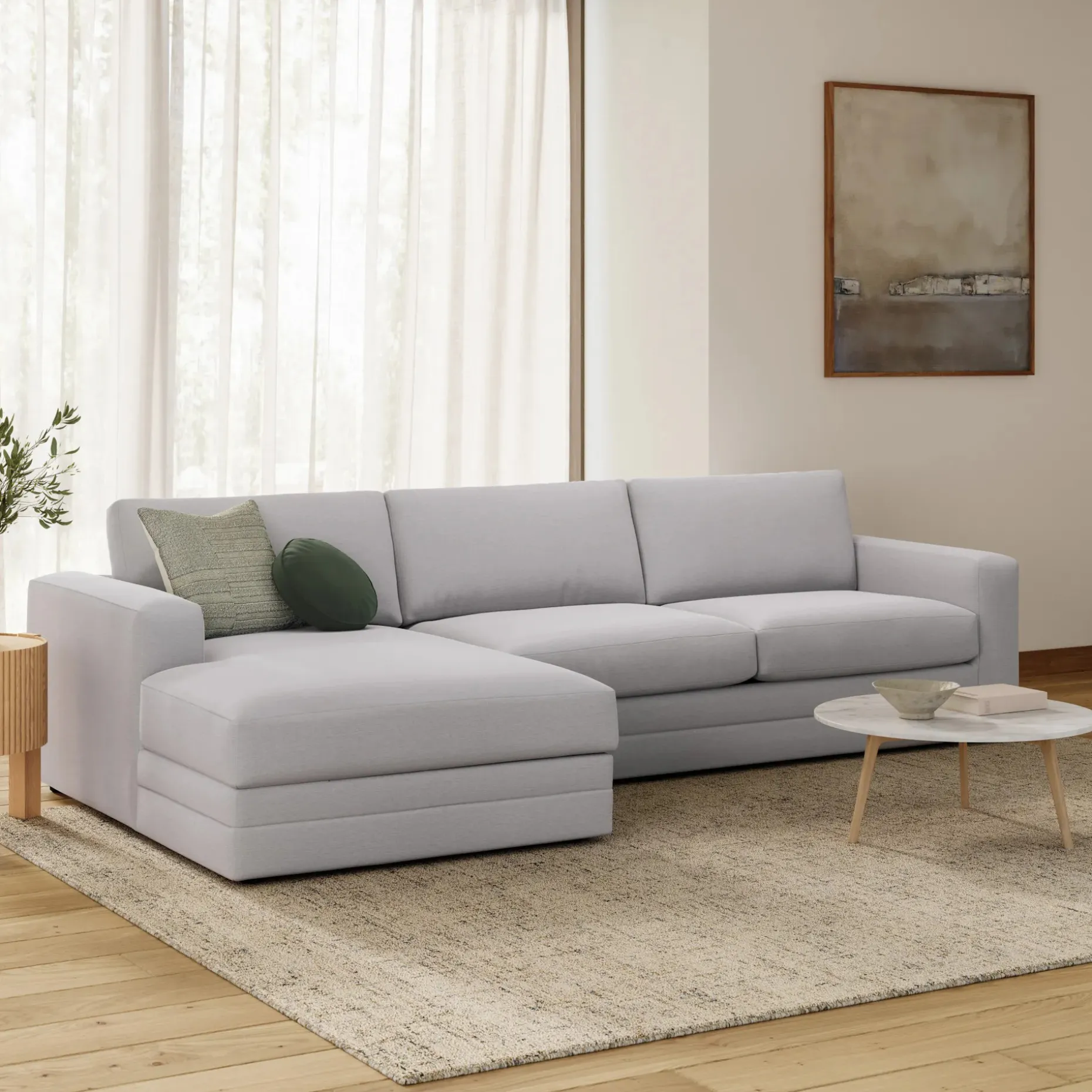 Riley 118" Left Storage Sleeper Sectional - Silver Ivory