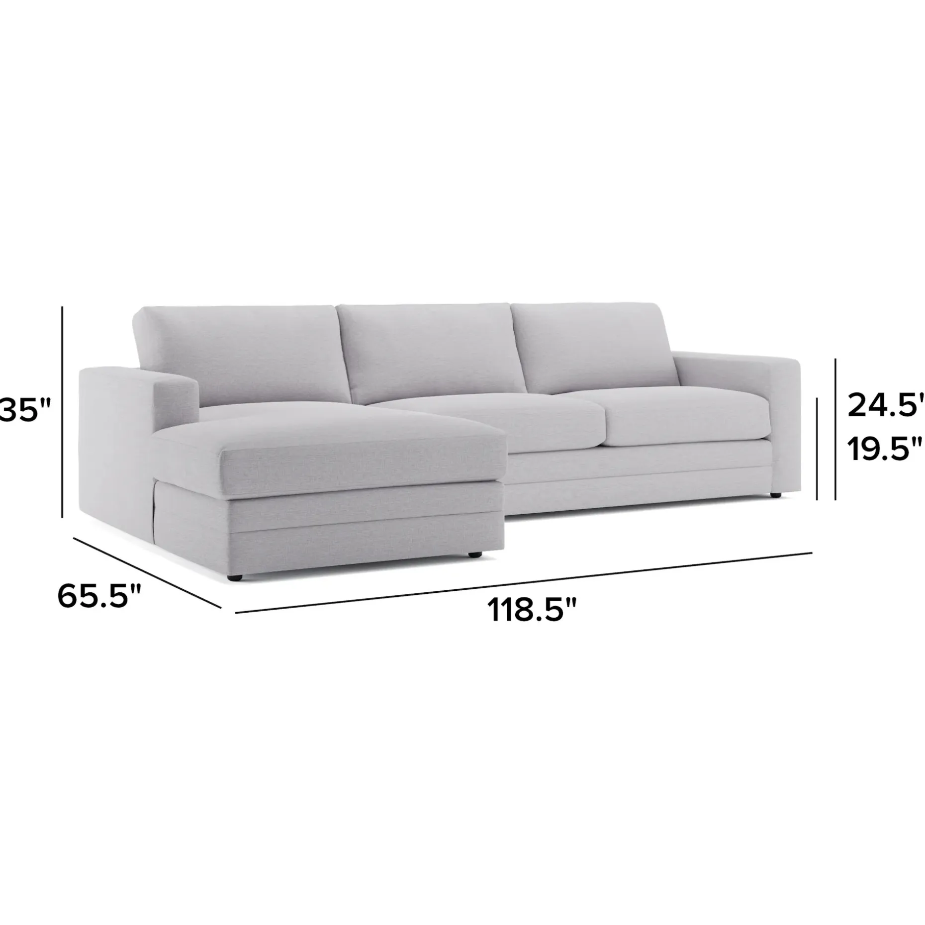 Riley 118" Left Storage Sleeper Sectional - Silver Ivory