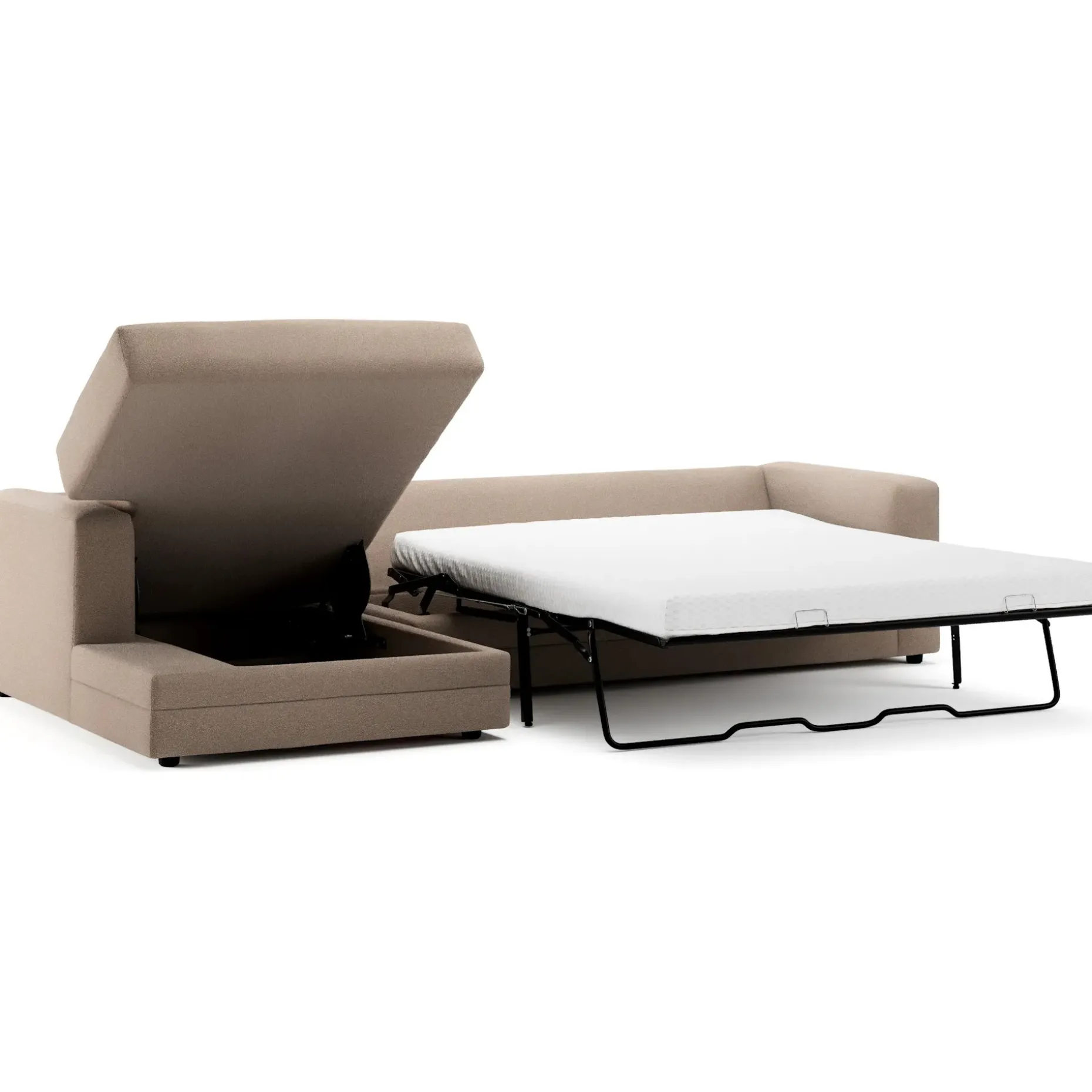 Riley 118" Left Storage Sleeper Sectional - Sandstone Wool Bouclé