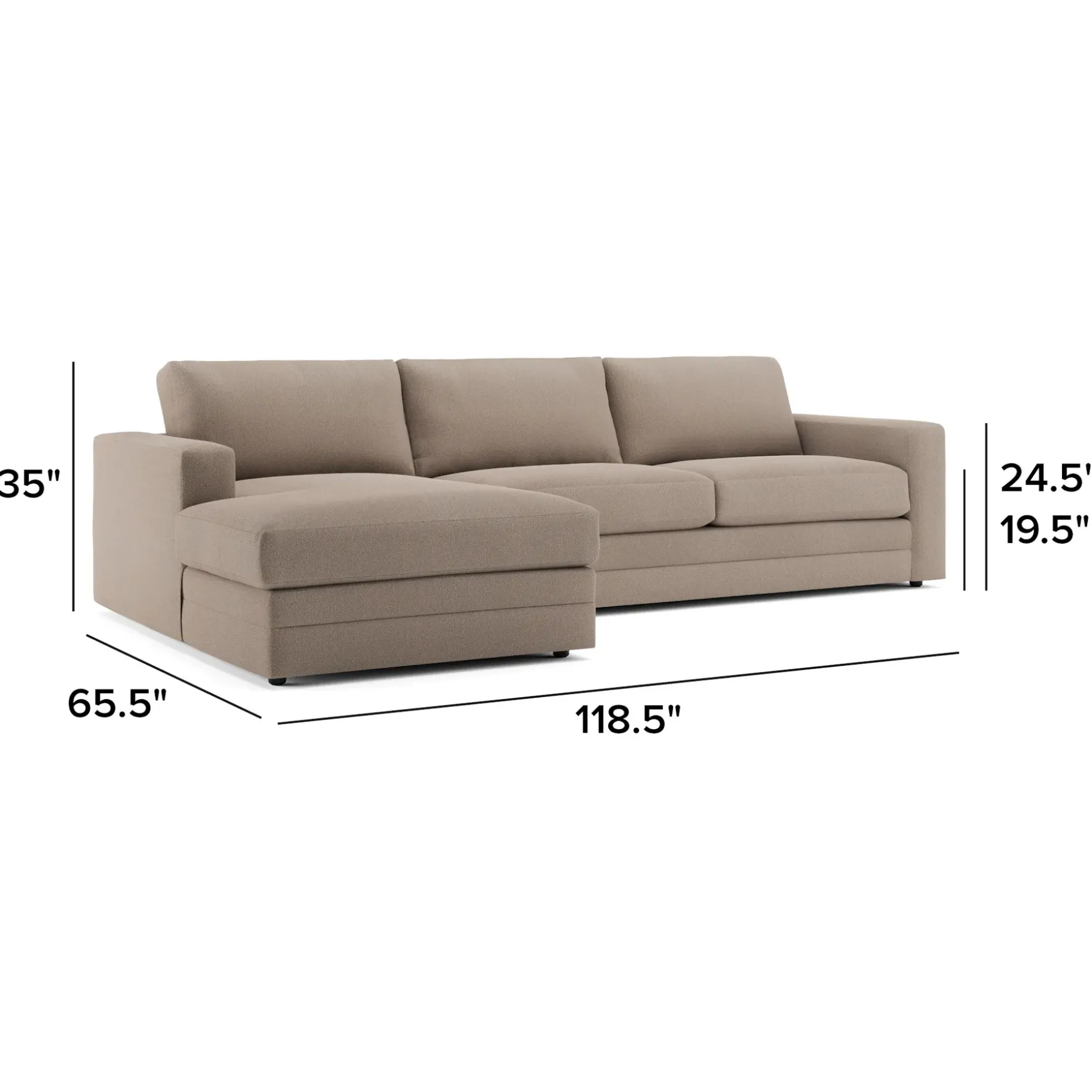 Riley 118" Left Storage Sleeper Sectional - Sandstone Wool Bouclé