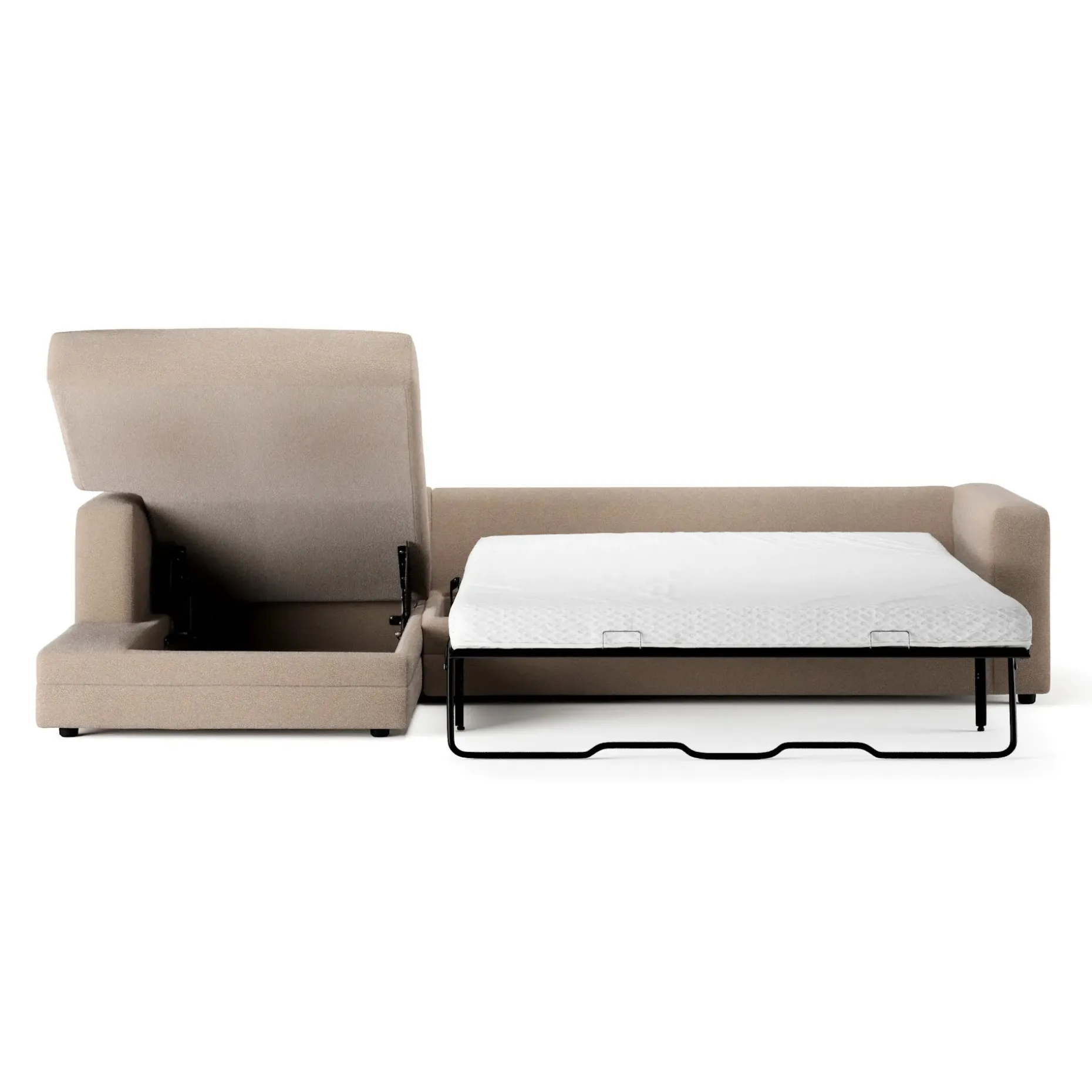 Riley 118" Left Storage Sleeper Sectional - Sandstone Wool Bouclé