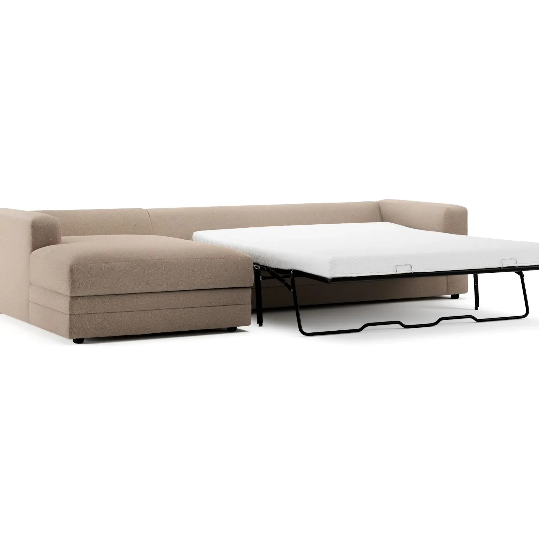 Riley 118" Left Storage Sleeper Sectional - Sandstone Wool Bouclé