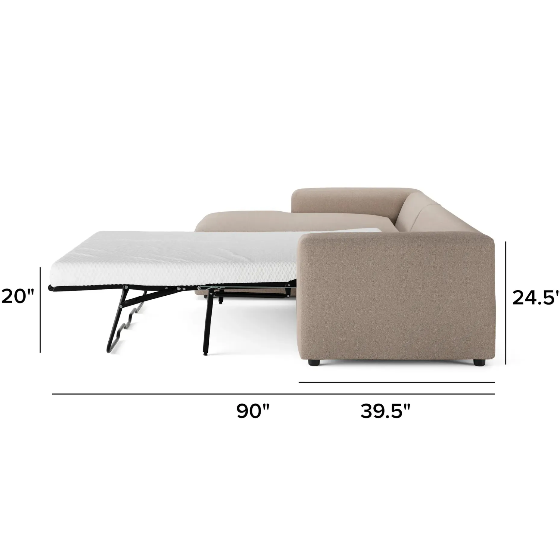 Riley 118" Left Storage Sleeper Sectional - Sandstone Wool Bouclé