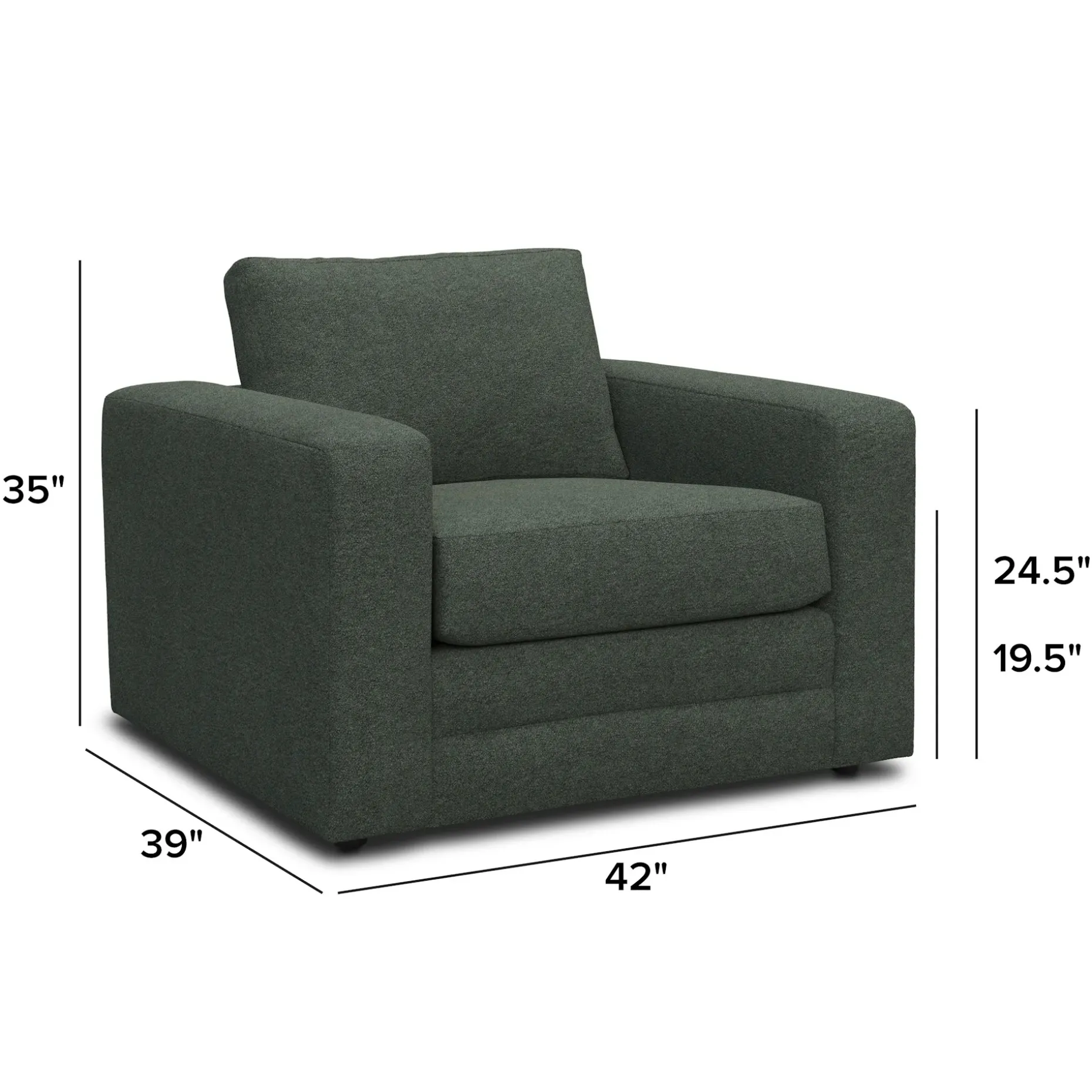 Riley 42" Lounge Chair - Green Wool Bouclé