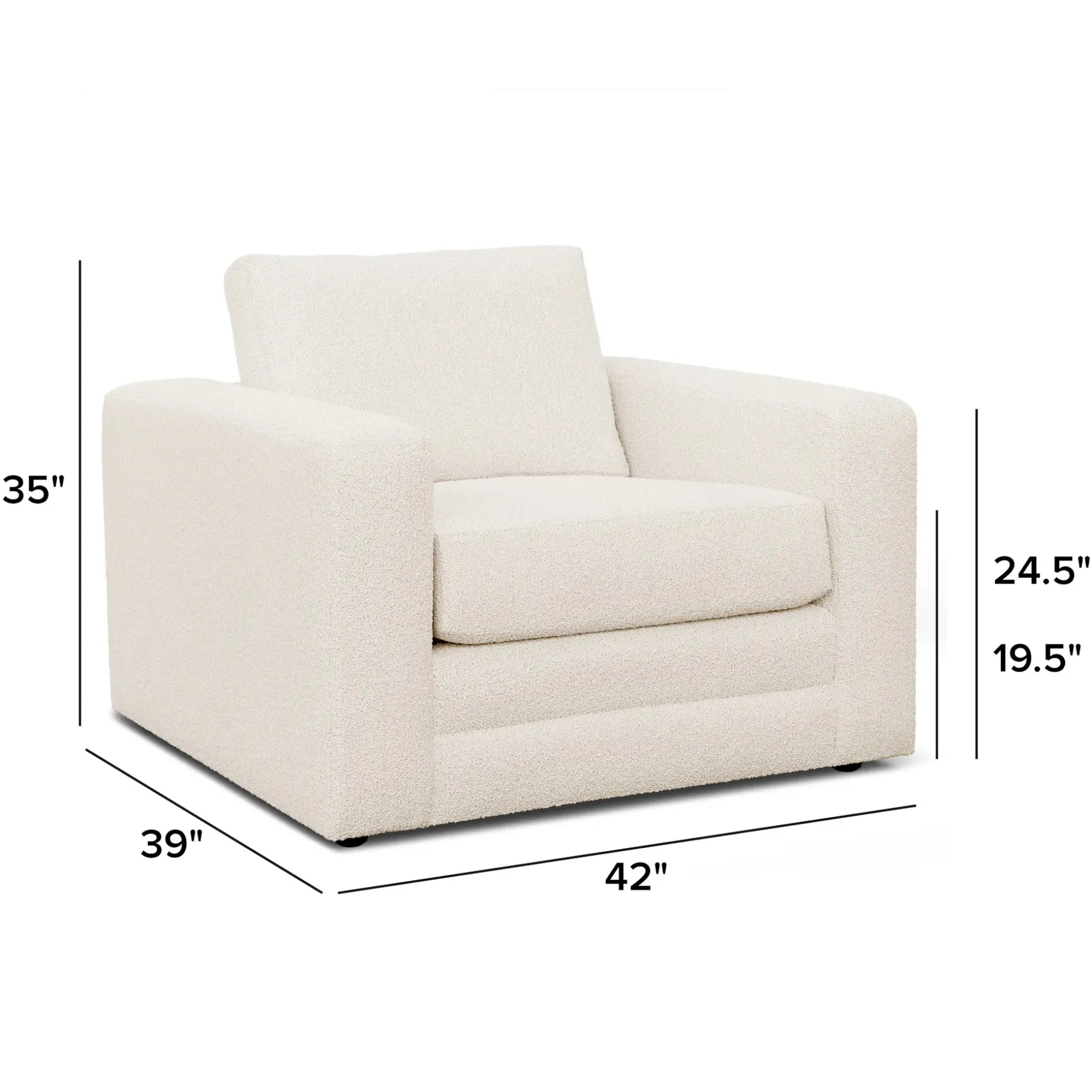 Riley 42" Lounge Chair - Ivory Wool Bouclé