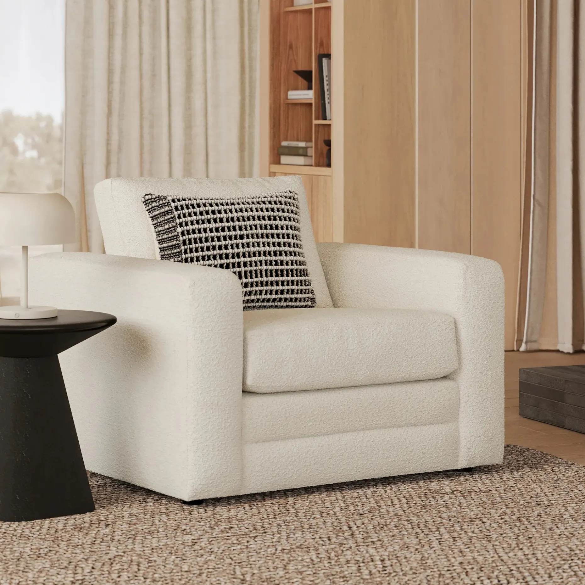 Riley 42" Lounge Chair - Ivory Wool Bouclé