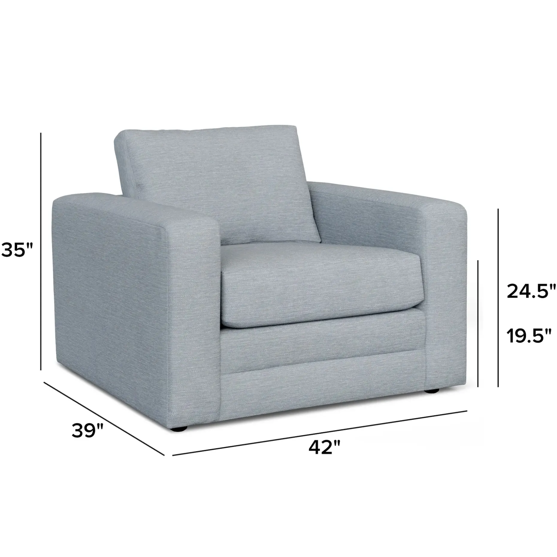 Riley 42" Lounge Chair - Silver Light Blue