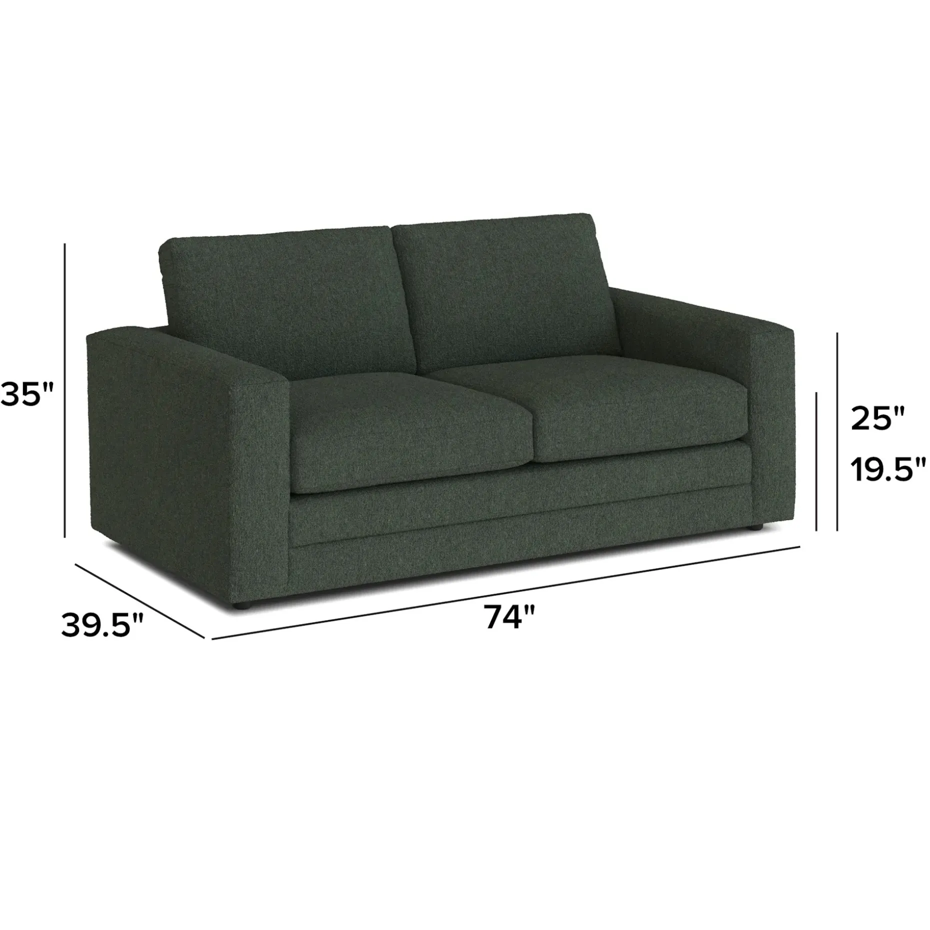 Riley 74" Loveseat - Green Wool Bouclé
