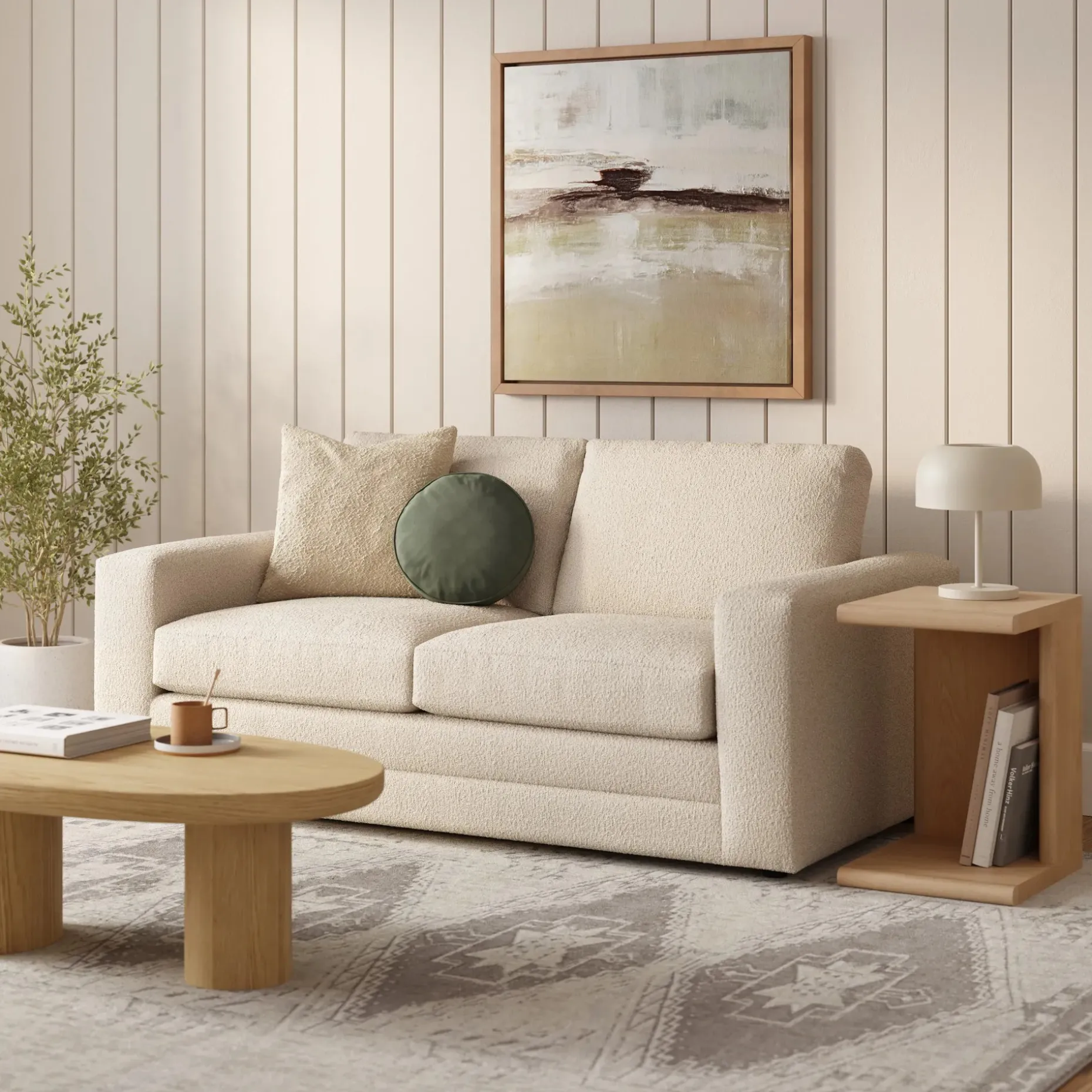 Riley 74" Loveseat - Ivory Wool Bouclé
