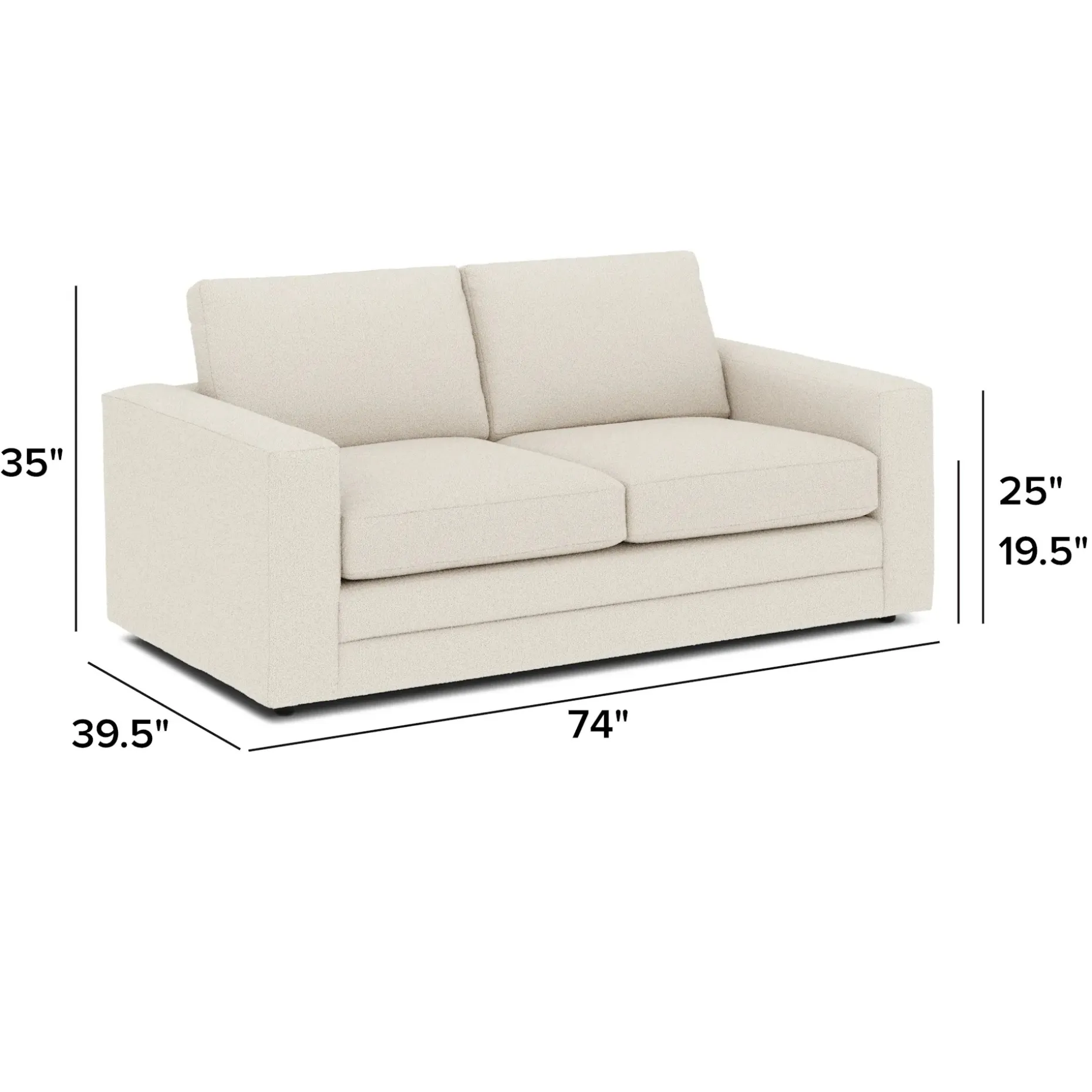 Riley 74" Loveseat - Ivory Wool Bouclé
