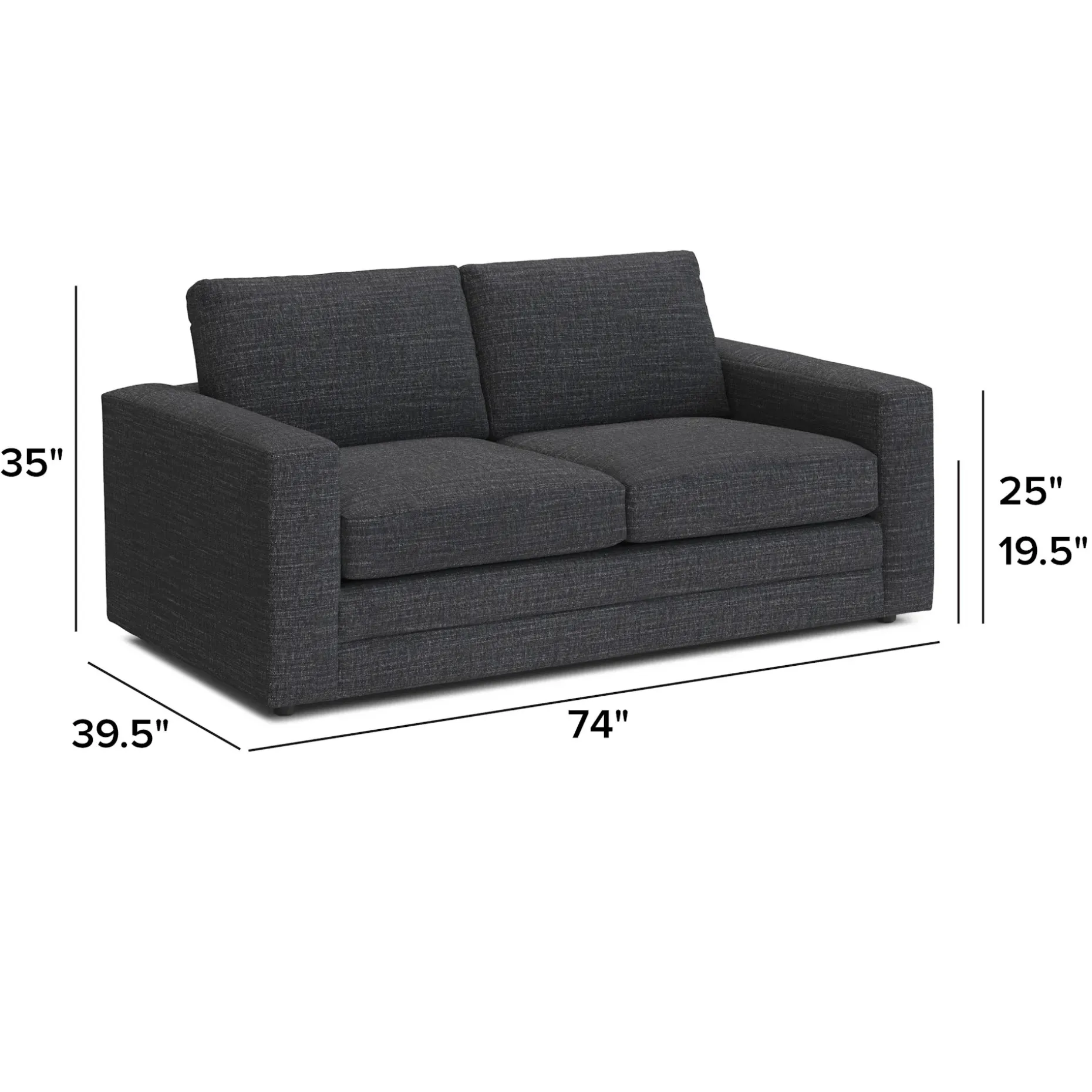 Riley 74" Loveseat - Napa Charcoal