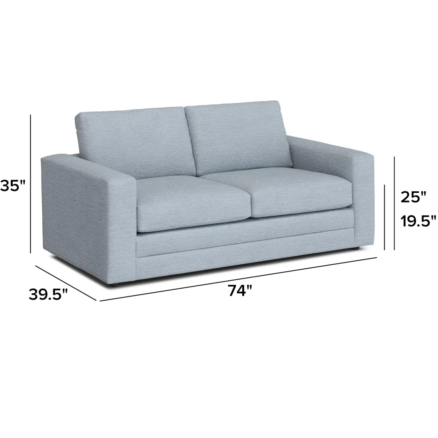 Riley 74" Loveseat - Silver Light Blue