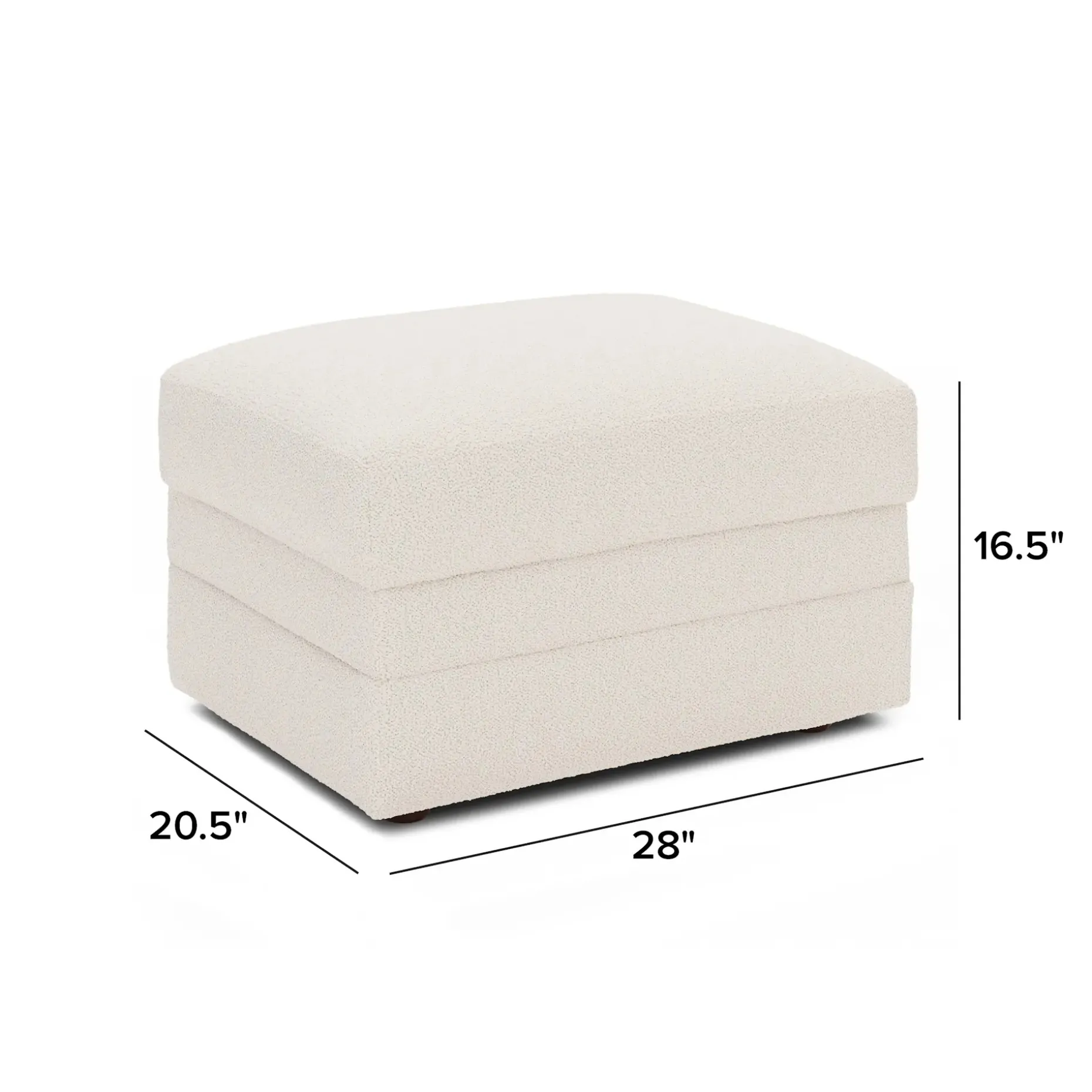 Riley 28" Ottoman - Ivory Wool Bouclé