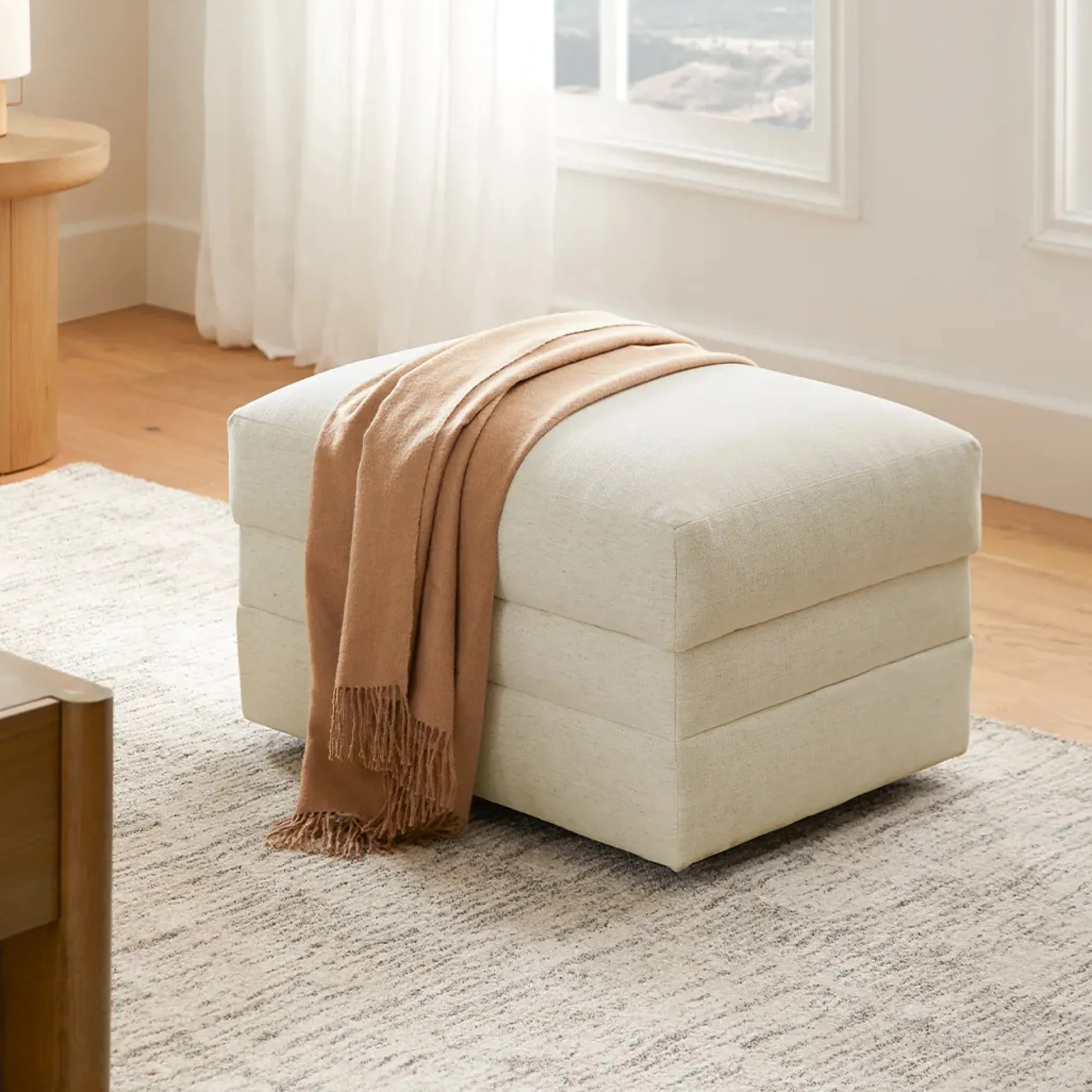 Riley 28" Ottoman - Napa White