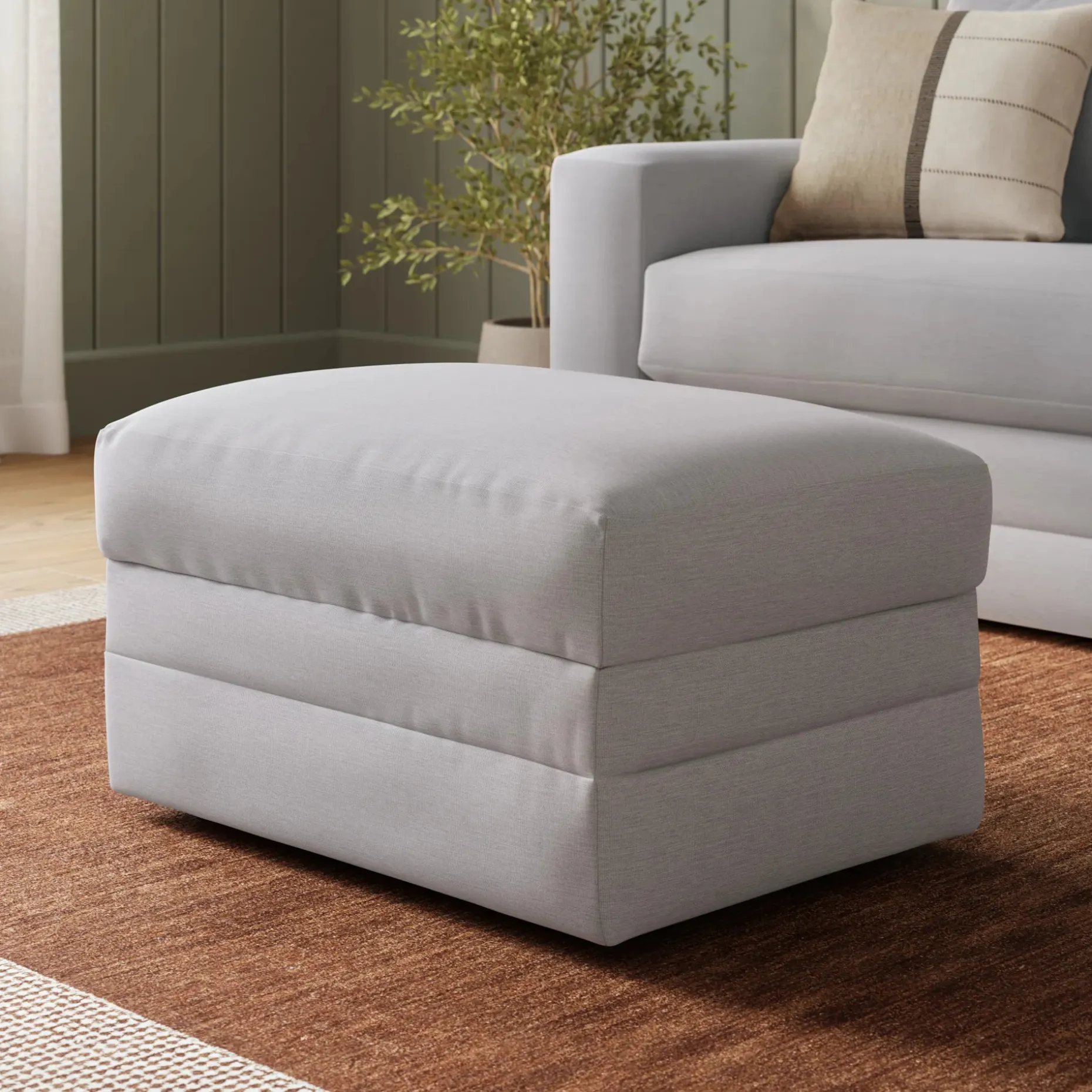 Riley 28" Ottoman - Silver Ivory