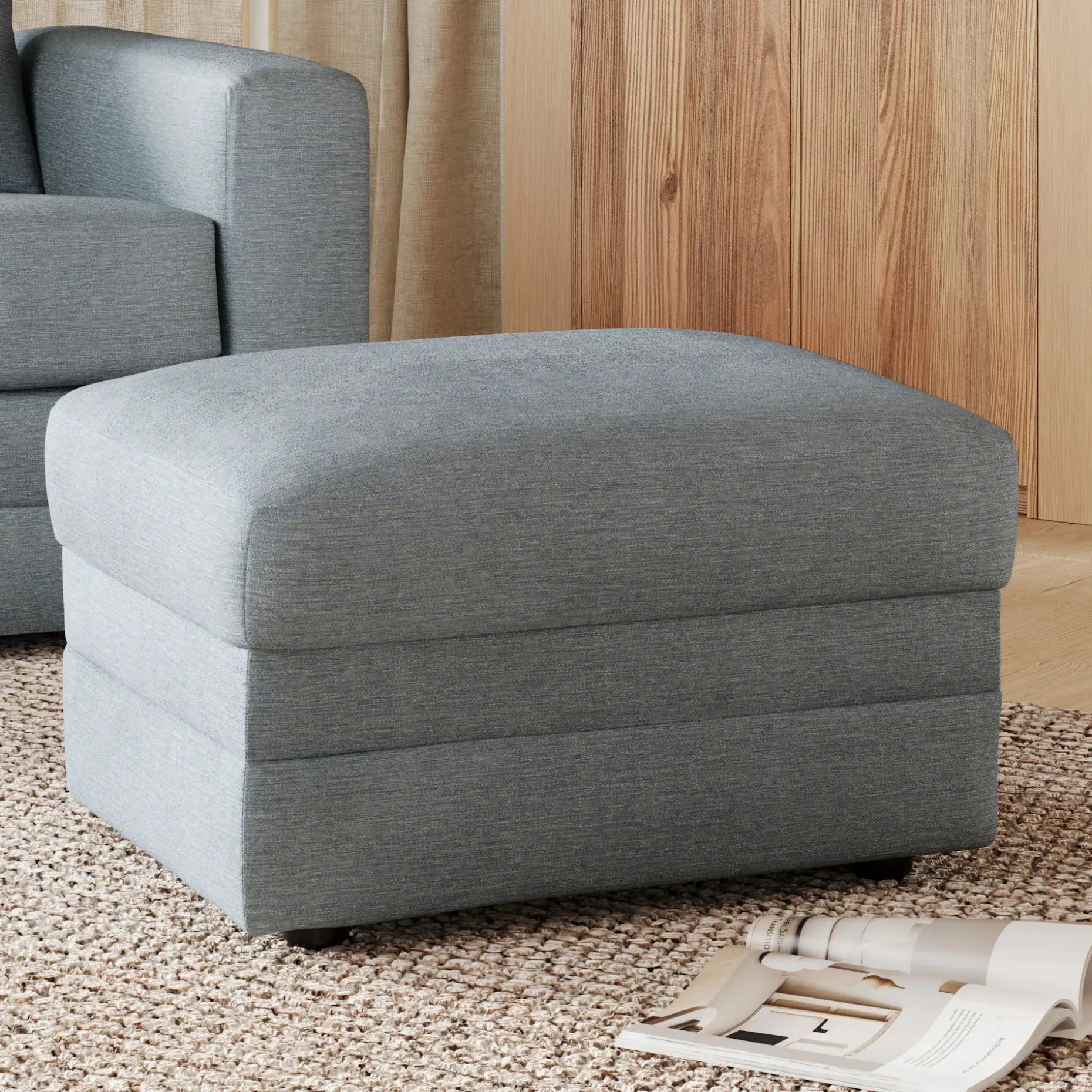 Riley 28" Ottoman - Silver Light Blue