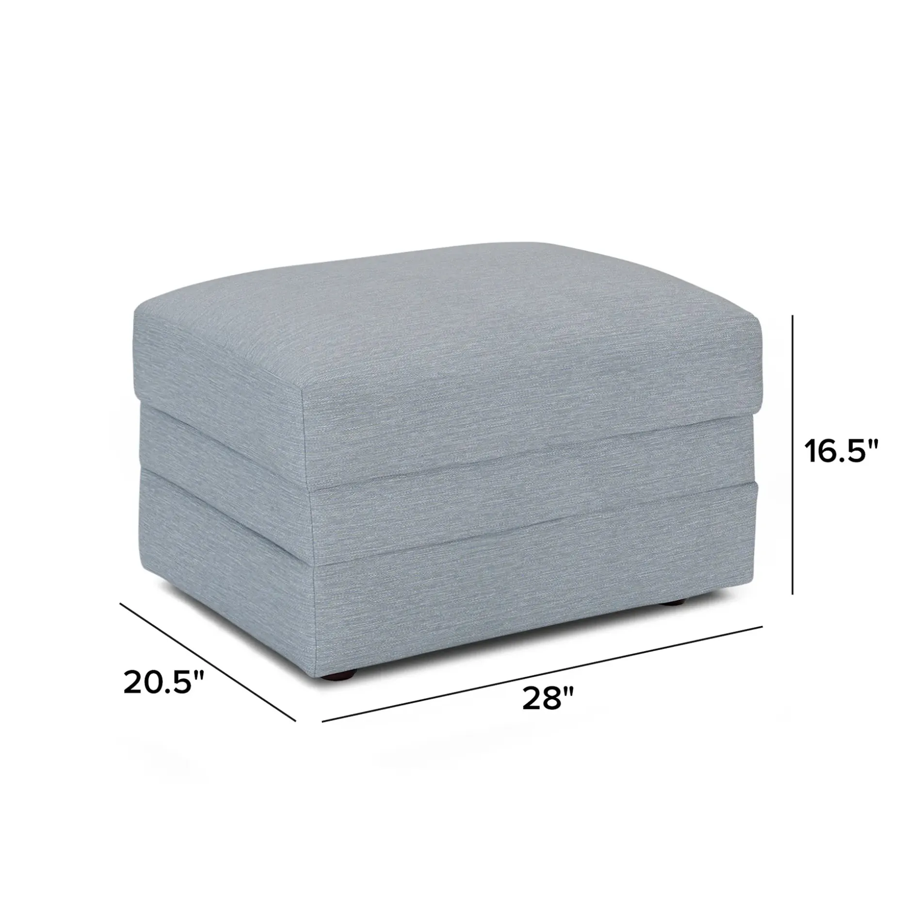 Riley 28" Ottoman - Silver Light Blue