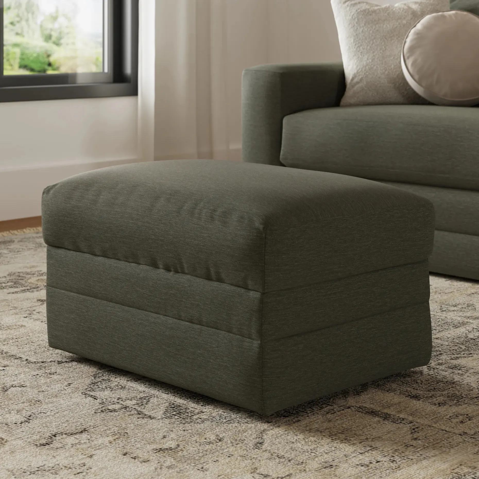 Riley 28" Ottoman - Silver Moss